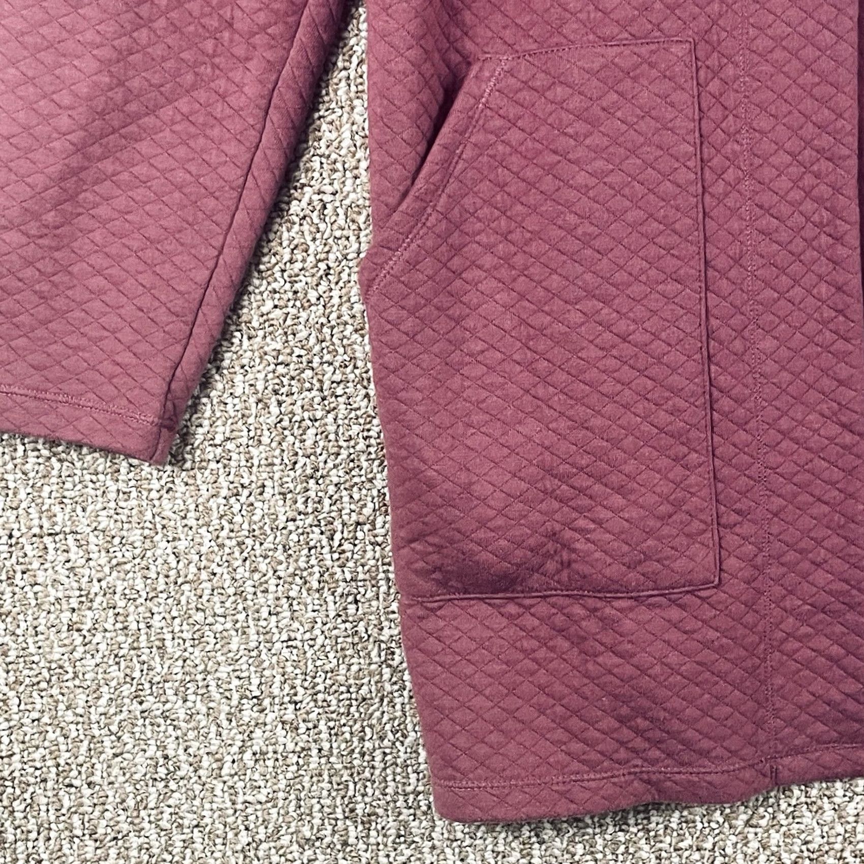 Vintage L.L. Bean Cardigan Womens XL Red Plum Quilted Pockets Knit Cotton Blend Open Front Lounge A85 Size XL / US 12-14 / IT 48-50 - 4 Thumbnail