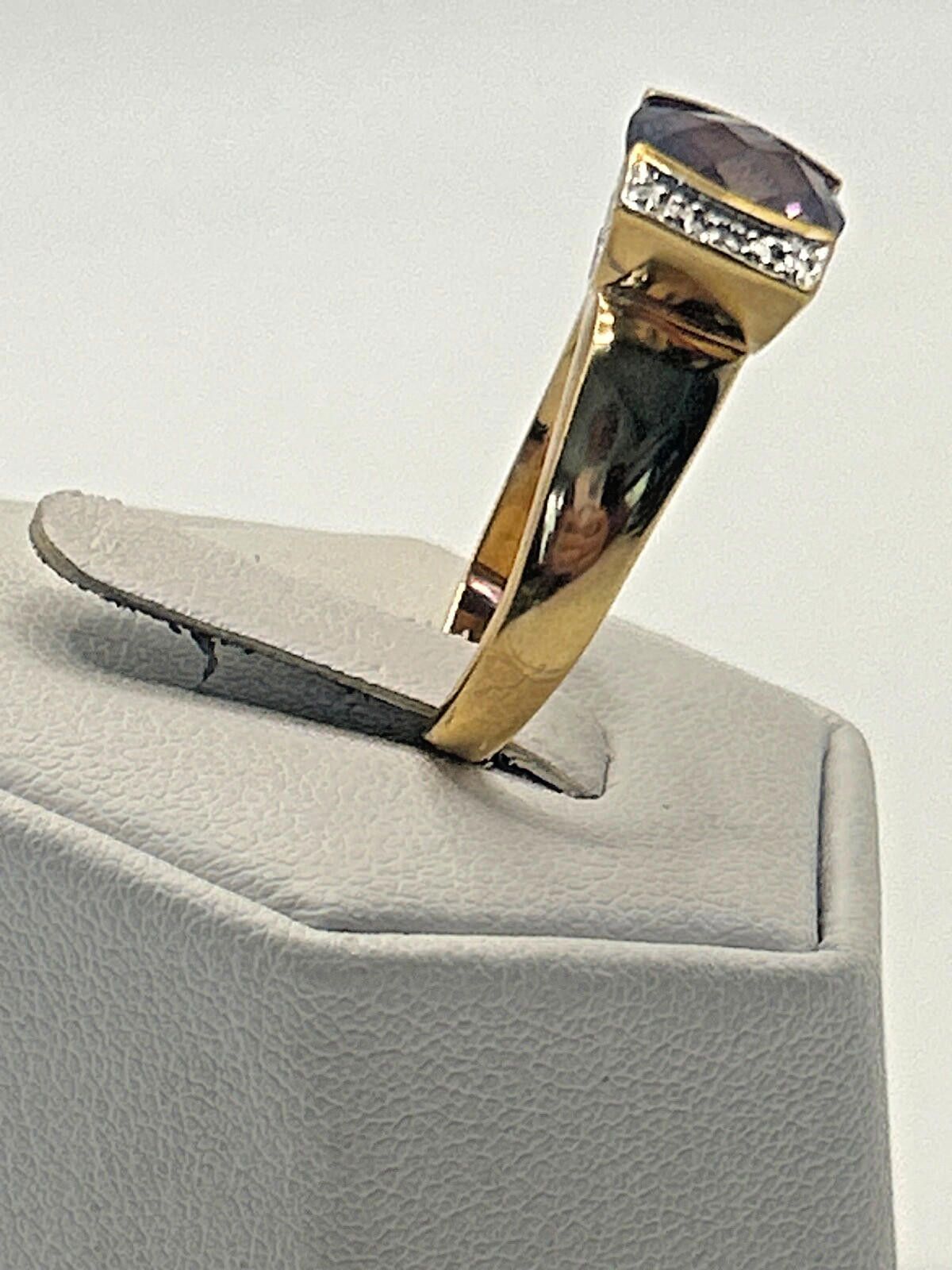 Sterling Silver Vintage Gold Sterling Silver Ring Size 7.75 Purple stone Size ONE SIZE - 2 Thumbnail