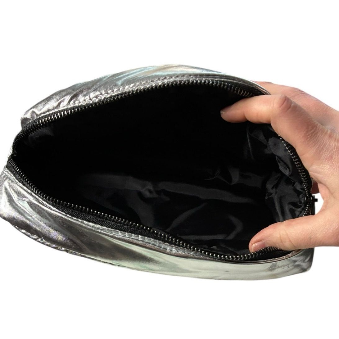 Moncler Moncler Quilted Metallic Silver Pouch Cosmetic Travel Case Size ONE SIZE - 6 Thumbnail