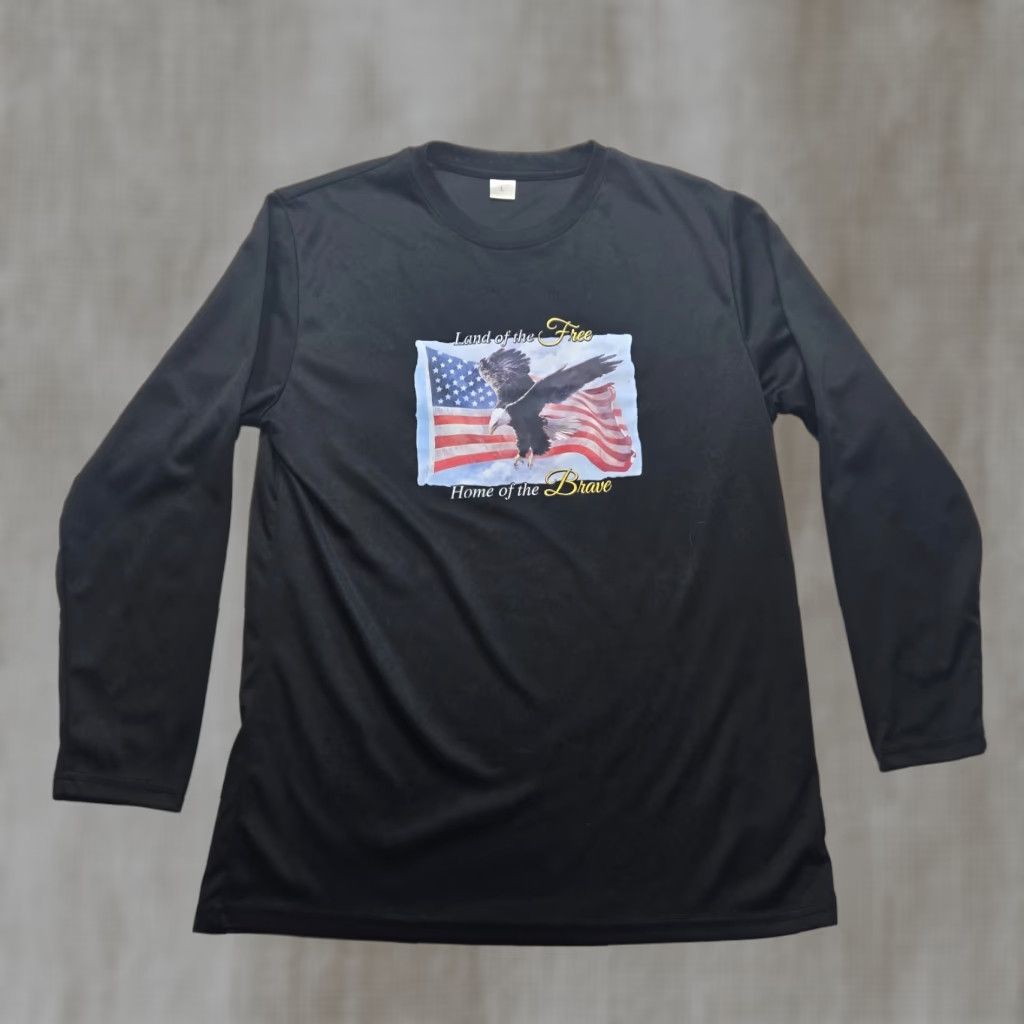 Vintage America Flag USA Patriotic 4th July Black Tee T-Shirt Short Sleeve Mens L Large Shirt Size US L / EU 52-54 / 3 - 1 Thumbnail