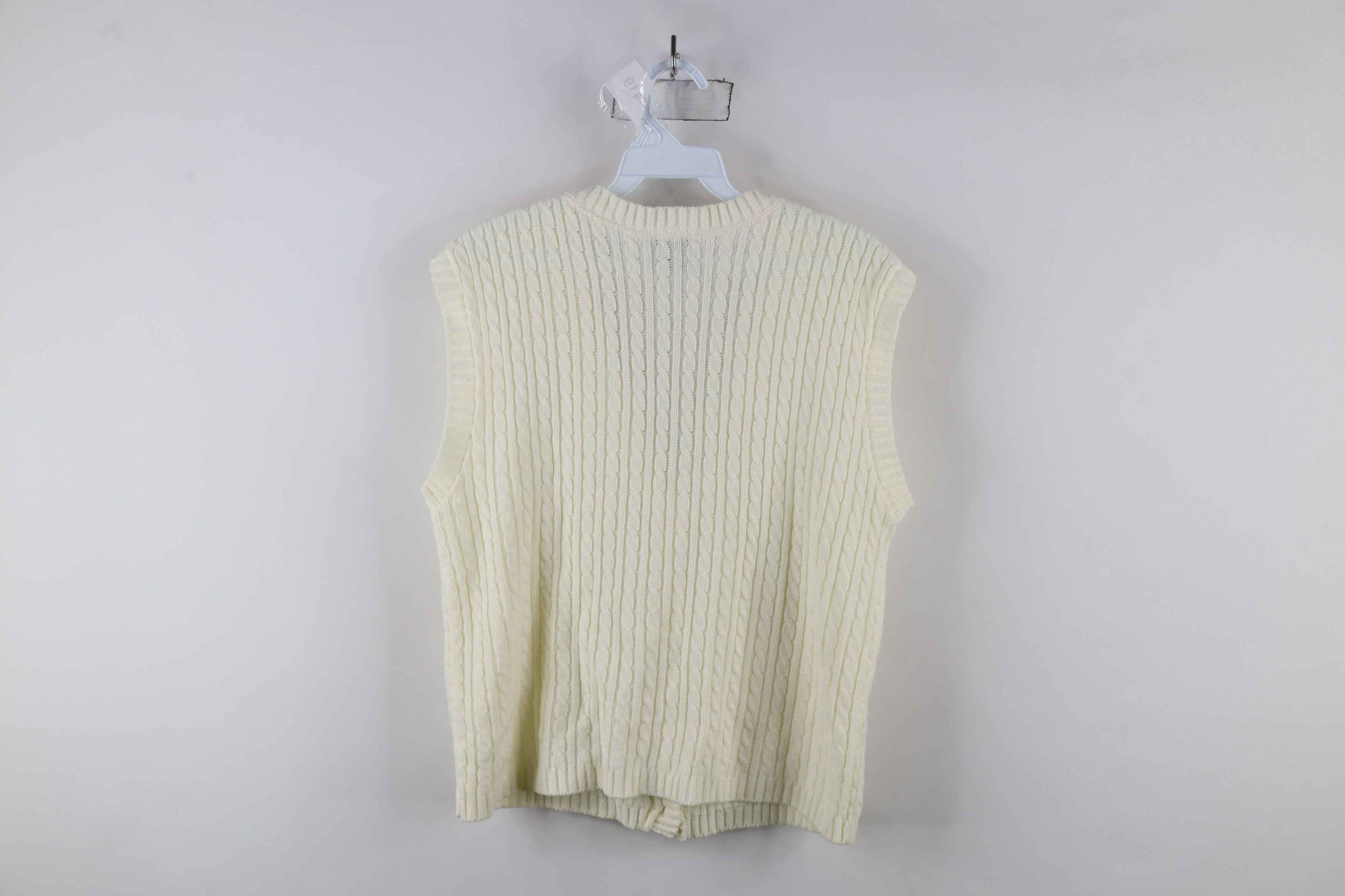 Vintage Vintage 90s Streetwear Knit Cardigan Sweater Vest Cream Size S / US 4 / IT 40 - 7 Thumbnail