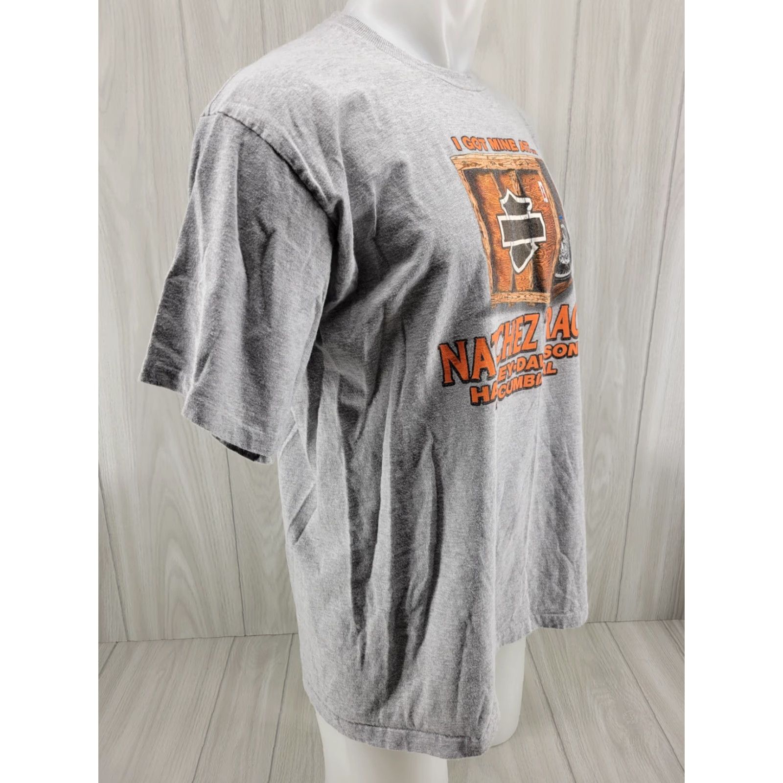 Harley Davidson VINTAGE Harley-Davidson T-Shirt Shirt Men XL Gray Motorcycle Natchez Trace Tuscumbia AL 90s (or 00s) Womens Mens Size US XL / EU 56 / 4 - 5 Thumbnail