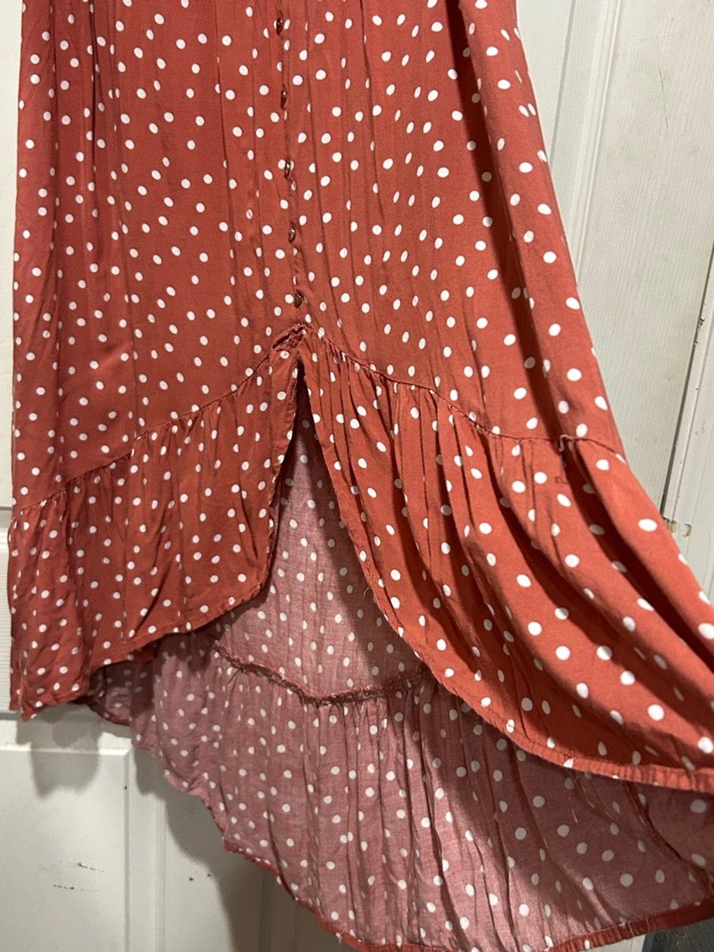 Other Indigo Rose Plus 1X Rust White Polka Dot High Low Skirt Size 34" / US 12 / IT 48 - 2 Thumbnail