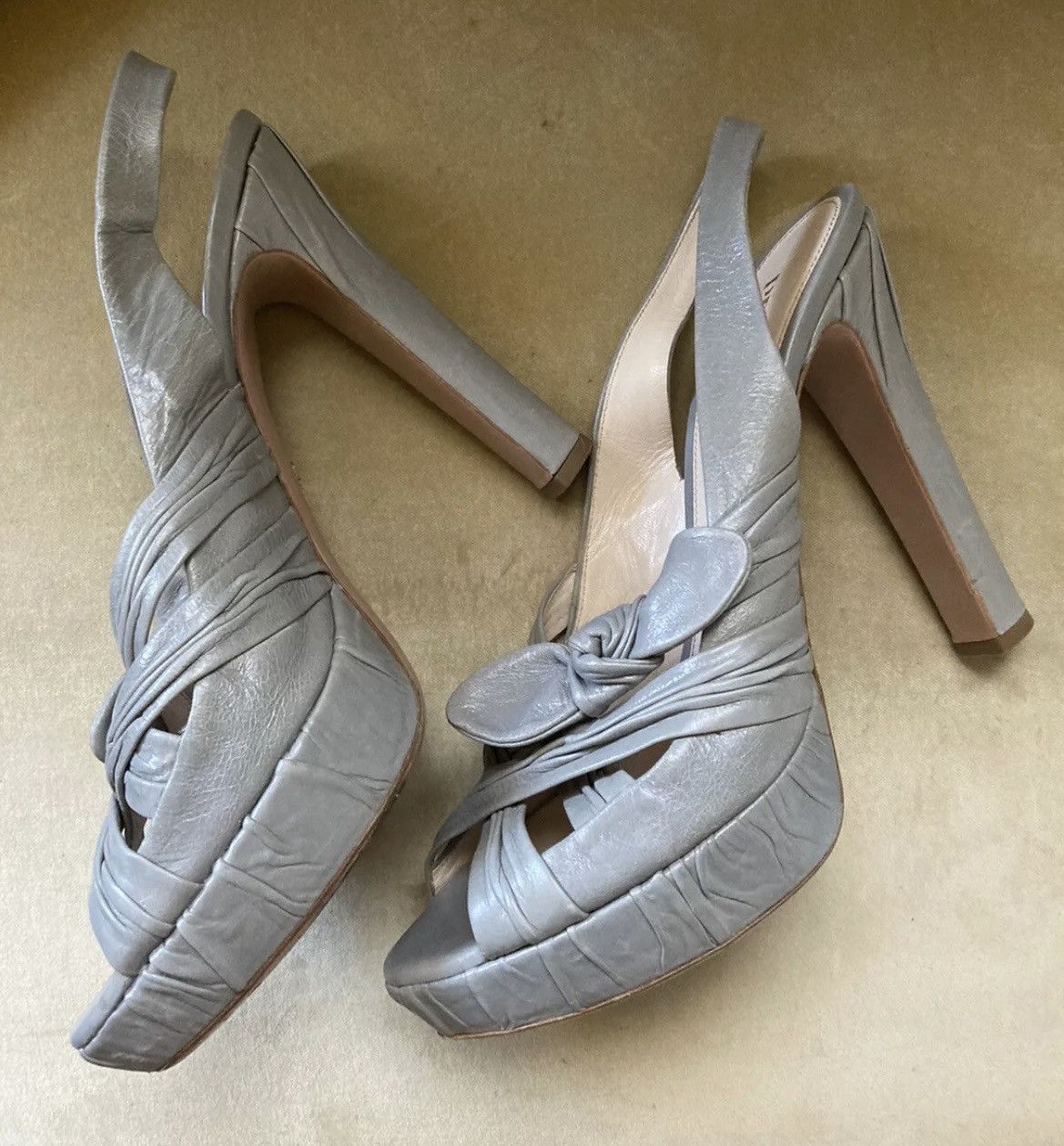 image of Prada Platform Nappa Leather Sandals Size 40 Gray Vintage in Grey, Women's