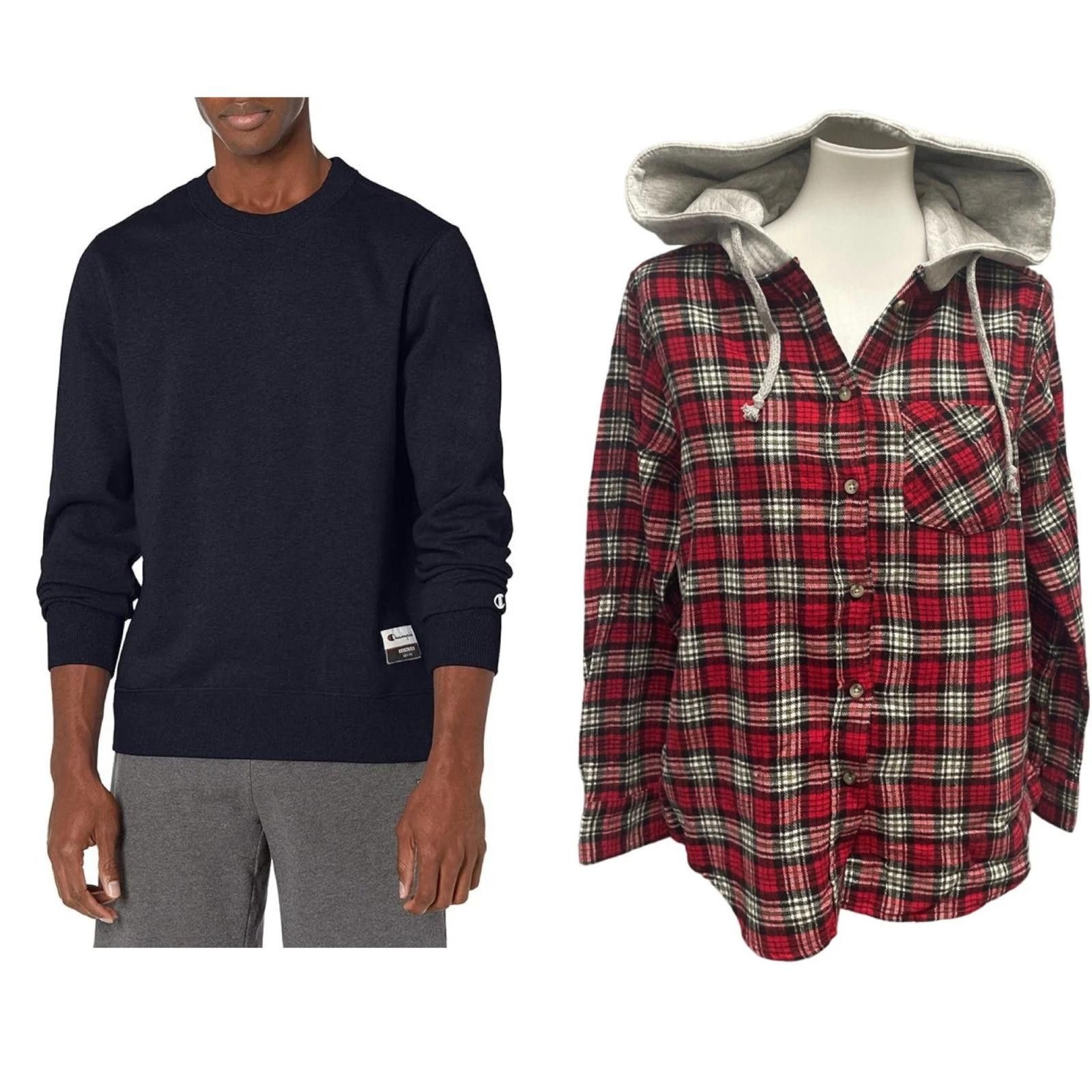 Champion Champion Unisex Small Pullover Sweatshirt w Flannel Hoodie Size S / US 4 / IT 40 - 1 Thumbnail