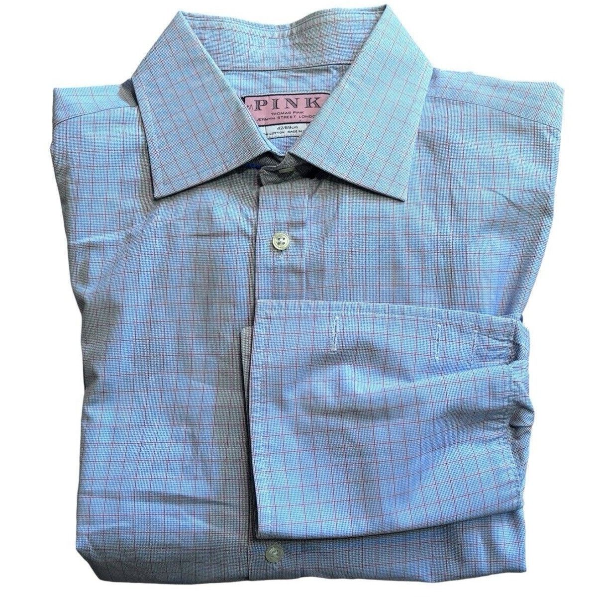 Thomas Pink Thomas Pink Micro Houndstooth Windowpane 16.5 35 French Cuff Size US M / EU 48-50 / 2 - 1 Thumbnail