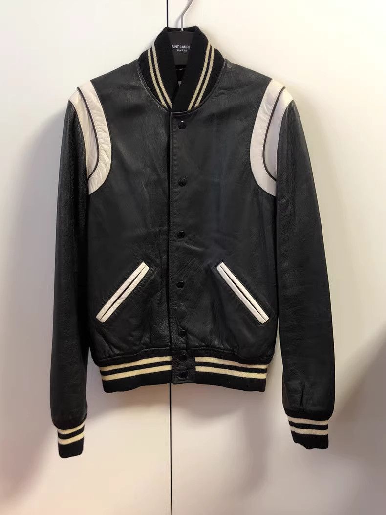 Saint Laurent Paris Saint Laurent 16fw full leather black baseball jacket -DMC Size US S / EU 44-46 / 1 - 1 Thumbnail