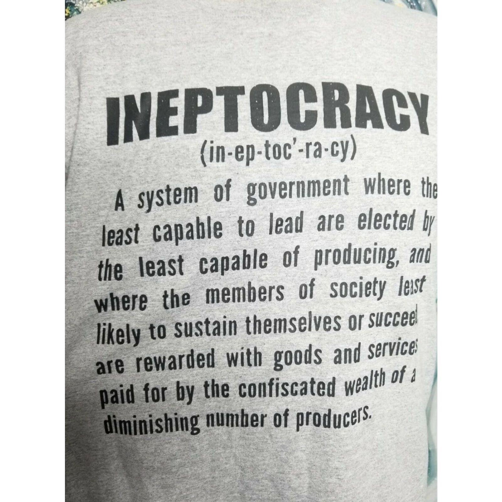 Anvil Mens L Ineptocracy Definition Government Political Grey T Shirt Size US L / EU 52-54 / 3 - 3 Thumbnail
