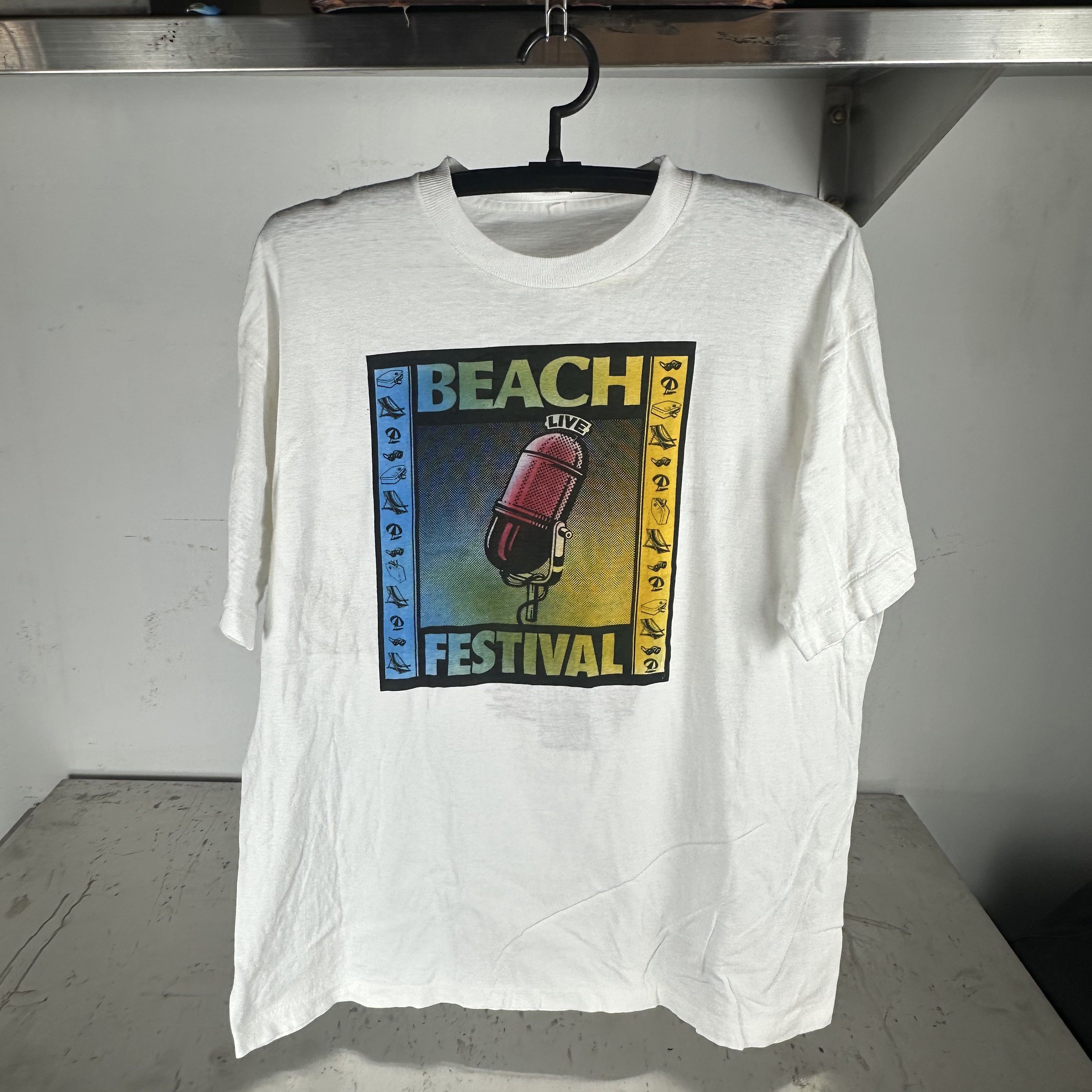Vintage 90s Rod Stewart Bobby Womack Beach Life Festival T-shirt Size US XL / EU 56 / 4 - 1 Thumbnail