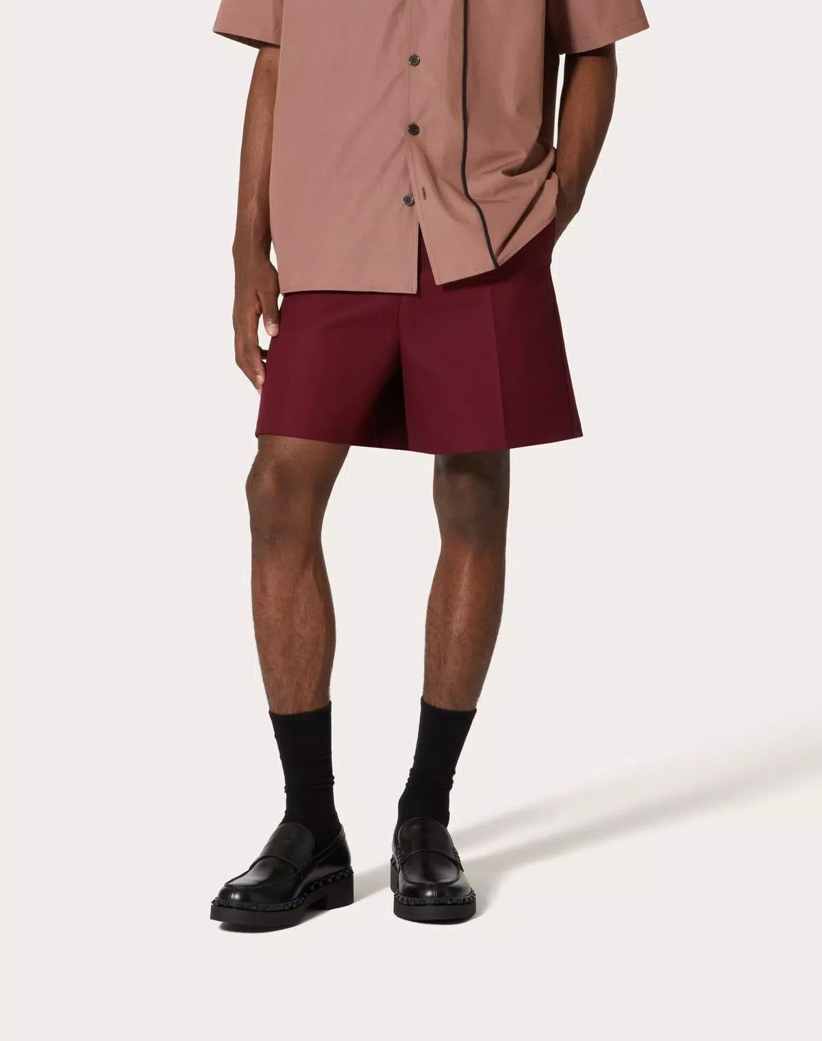 Valentino oc11z0725 Lightweight Double Cotton Shorts in Dark Red Size US 28 / EU 44 - 4 Thumbnail