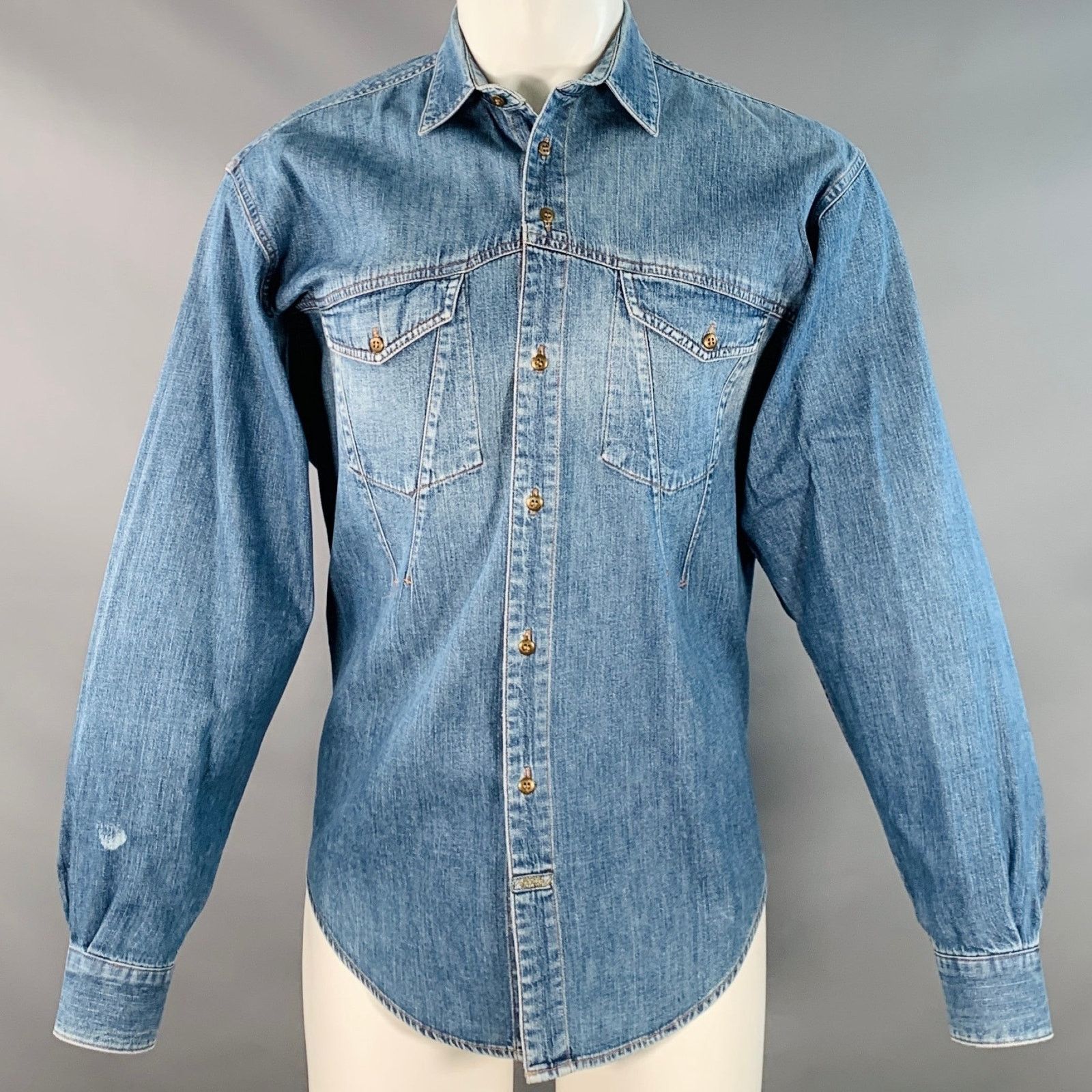 Marithe + Francois Girbaud Vintage Size S Blue Cotton Denim Long Sleeve Shirt Size US S / EU 44-46 / 1 - 1 Thumbnail