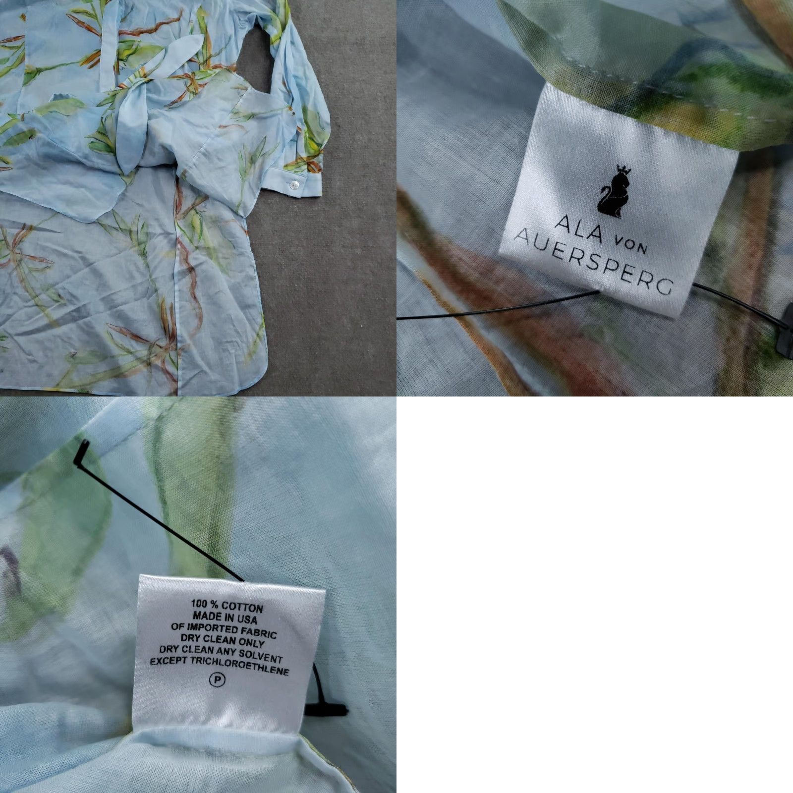 Vintage Ala Von Auersperg Shirt Dress Womens XL Blue Botanical Belted Tunic 100% Cotton Size XL / US 12-14 / IT 48-50 - 8 Thumbnail