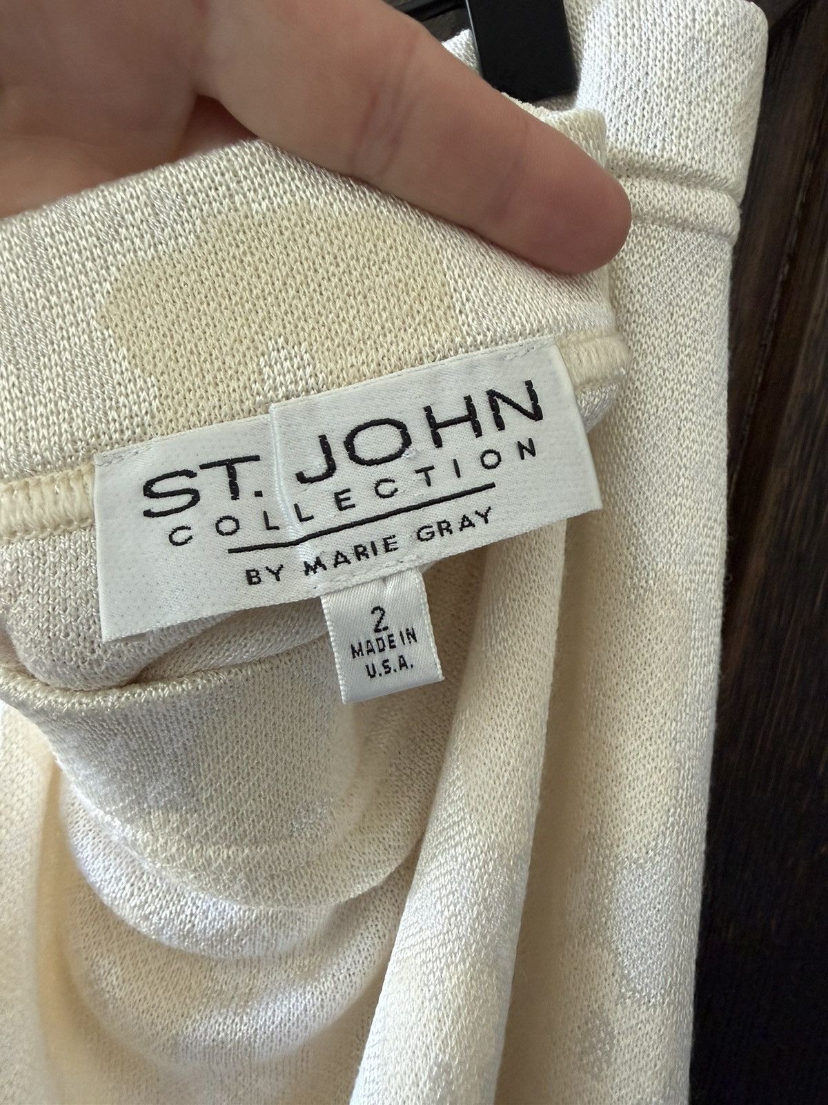 St. John VTG St John Marie Gray Collection Ivory Floral Knit Skirt Size 26" / US 2 / IT 38 - 5 Thumbnail