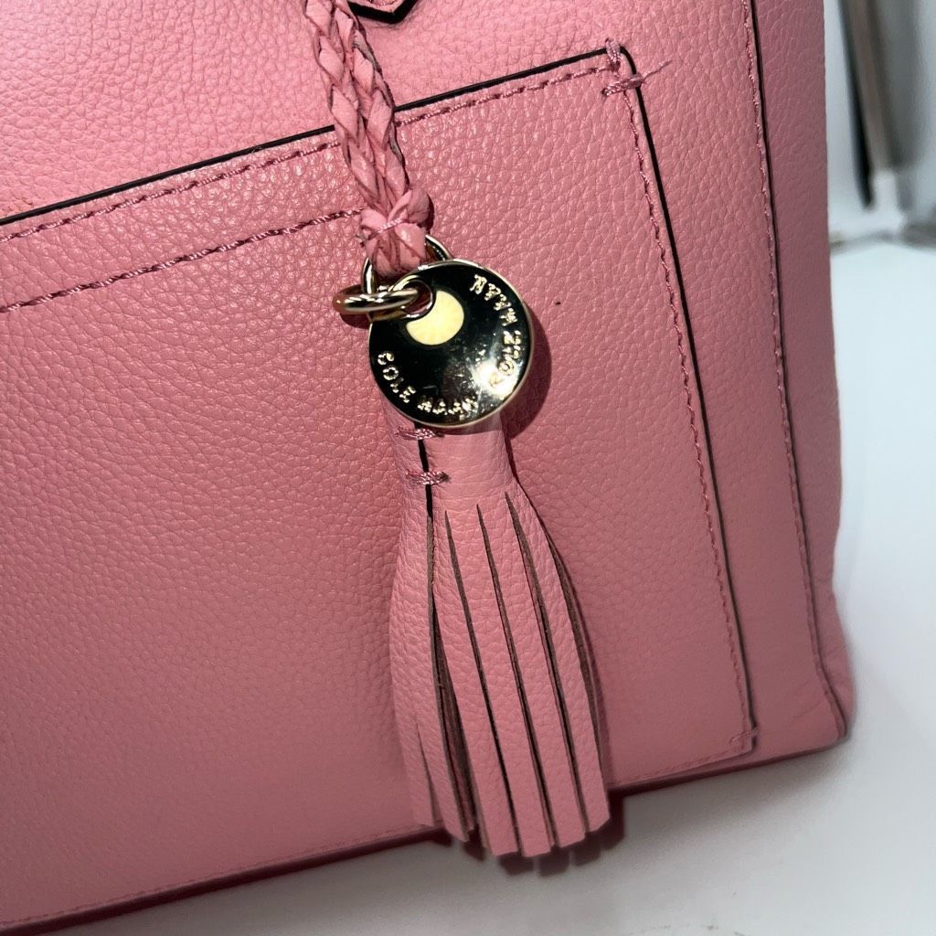Cole Haan Cole Haan Leather Tote With Braided Tassel and Gold Button B Size ONE SIZE - 3 Thumbnail