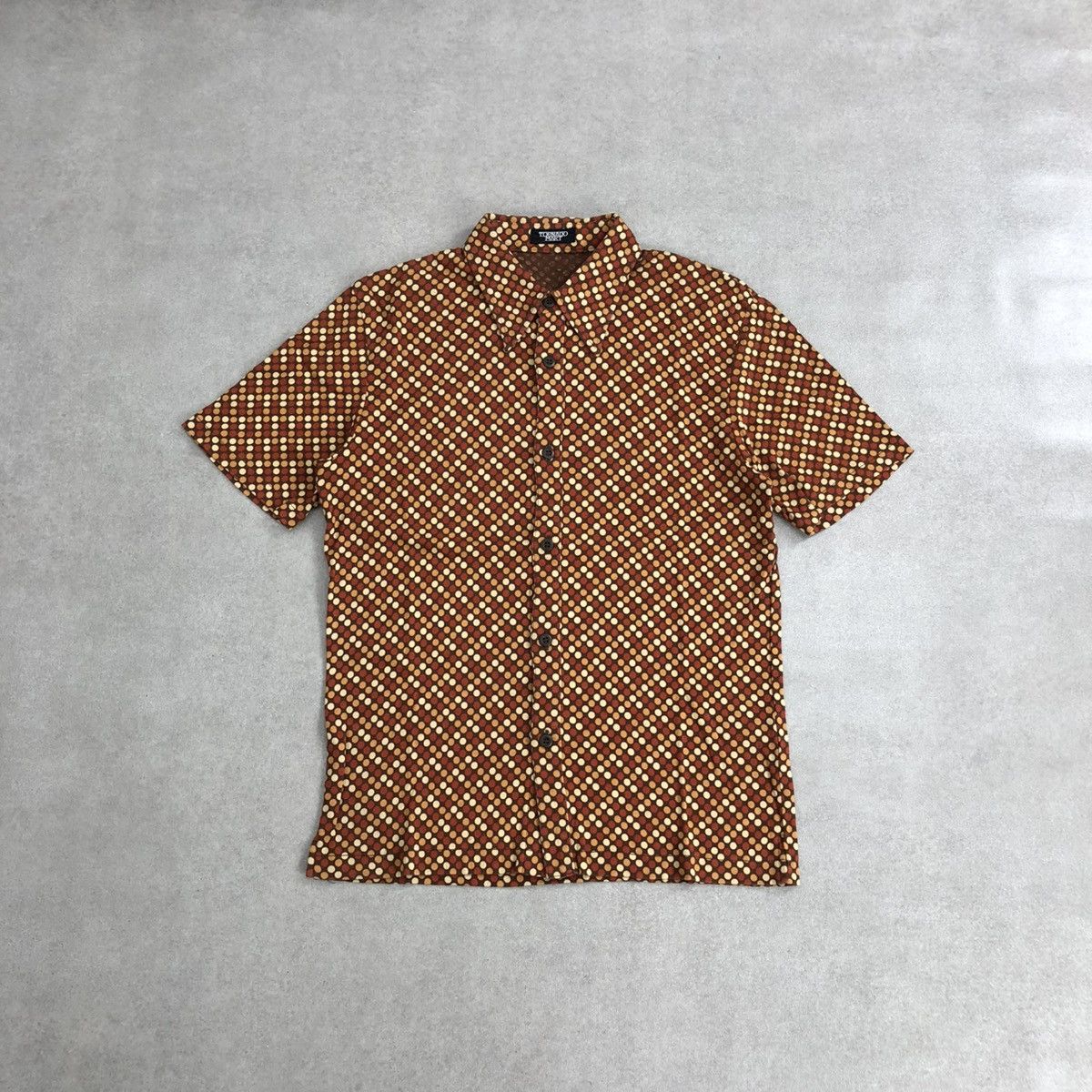 TORNADO MART Long Sleeve Shirt M Cotton BEG Floral Pattern