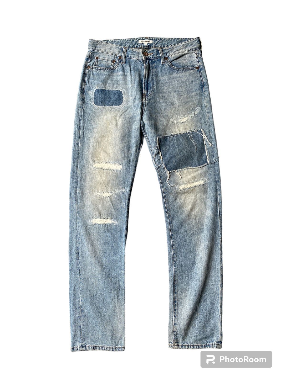 Global Work × Japanese Brand Global Work Japan Distressed Patchwork Design Jeans Size US 32 / EU 48 - 1 Thumbnail