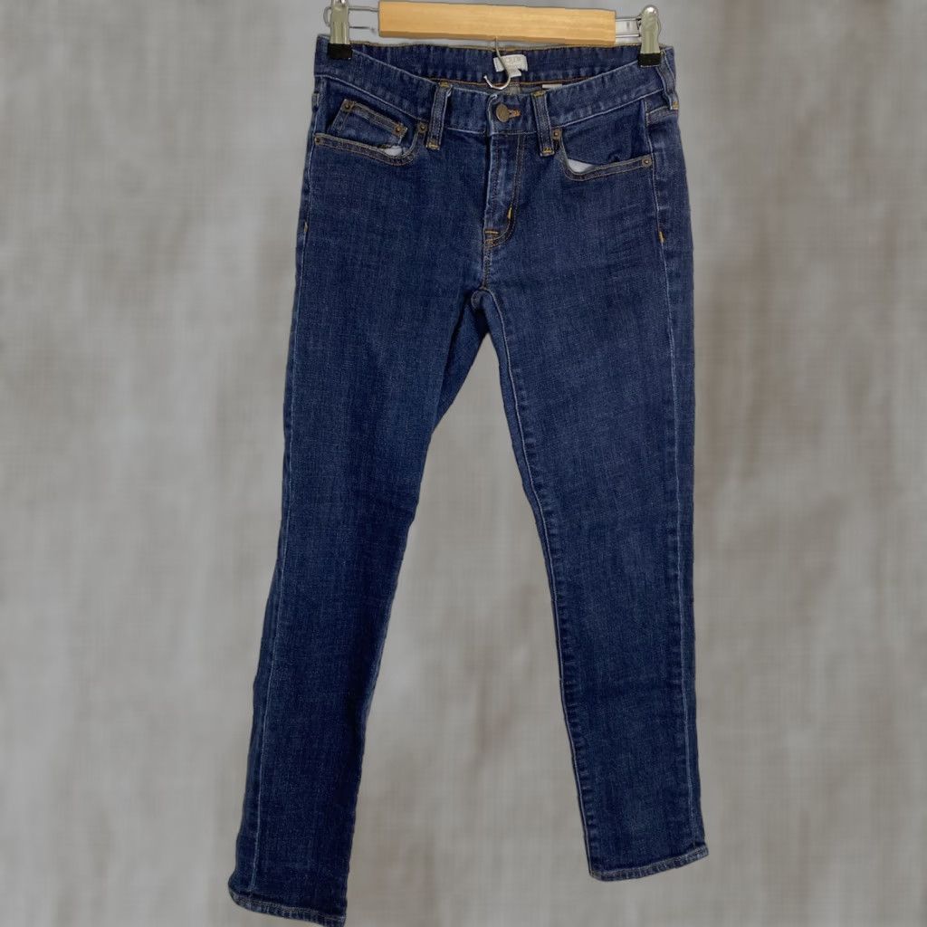 J.Crew J.CREW Jeans Womens Skinny Straight 26 Dark Wash Denim Stretch Rise Mid Inseam 26 Blue Cotton Blend 70934 Size 26" / US 2 / IT 38 - 1 Thumbnail