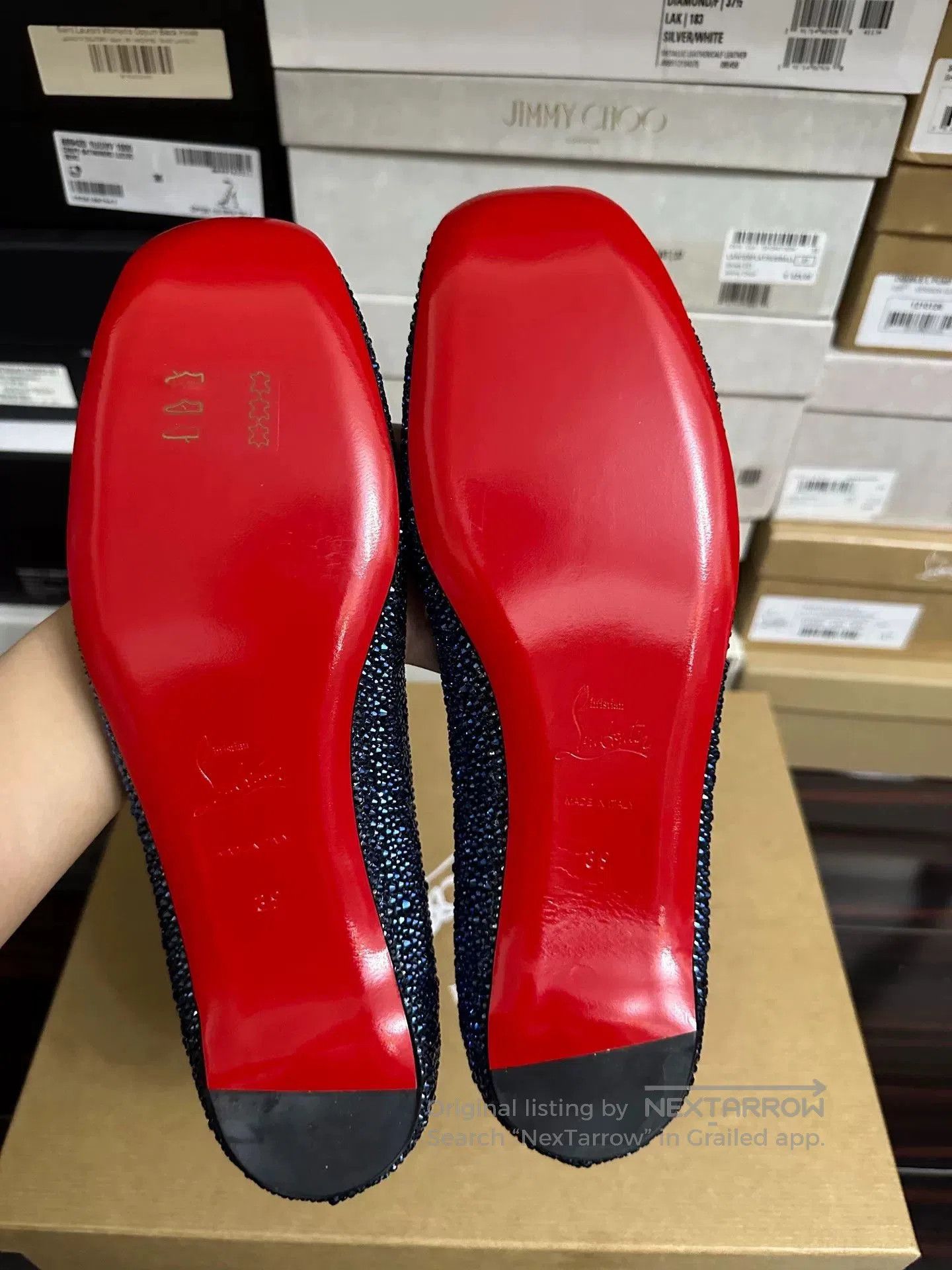 Christian Louboutin Christian Louboutin Blue Diamond Red Sole Flats 39. Size US 8 / IT 38 - 2 Thumbnail