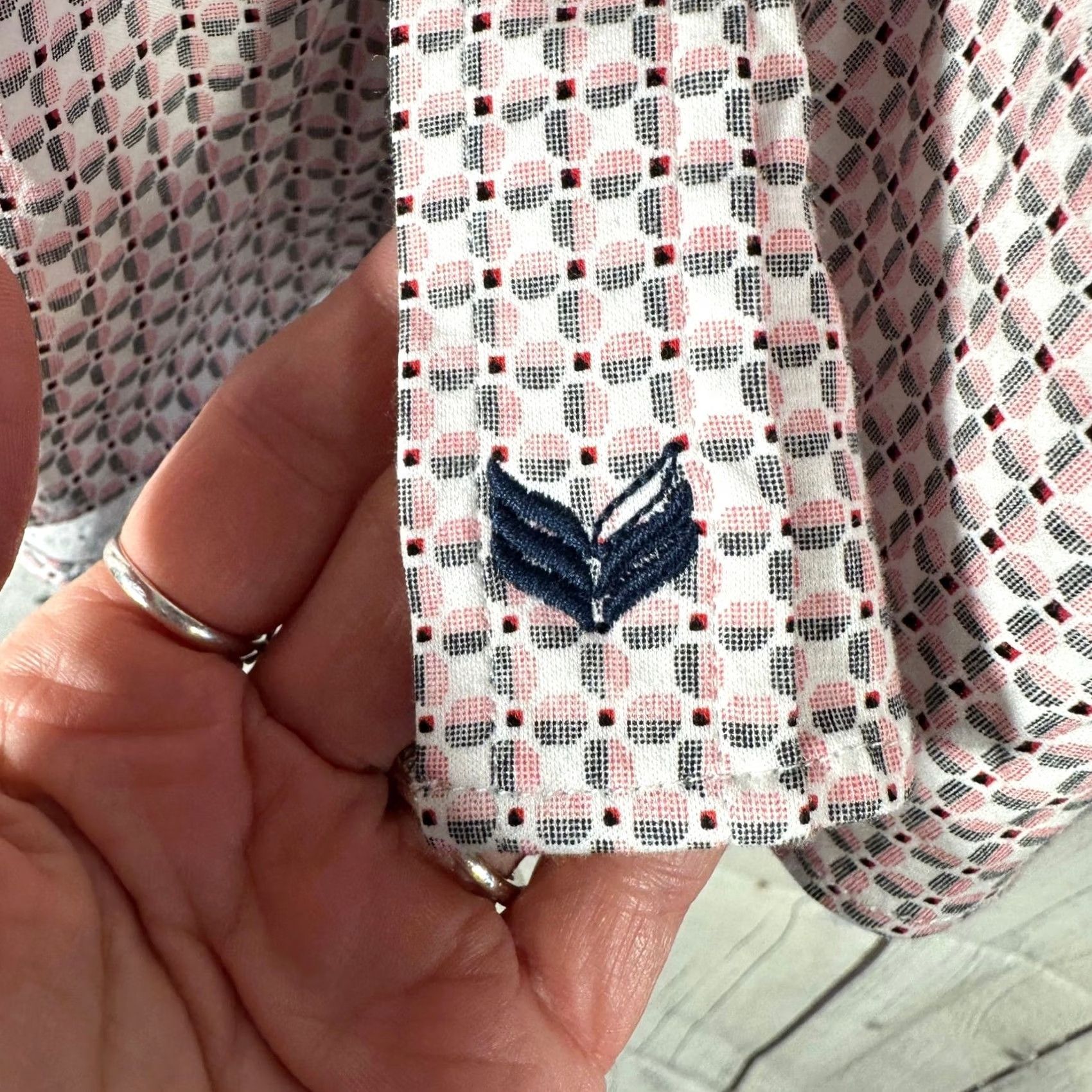 Buttero Butter Cloth Button-Up Shirt Geometric 100% Cotton Red Black Multicolor XL Mens Button Down Size US XL / EU 56 / 4 - 6 Thumbnail