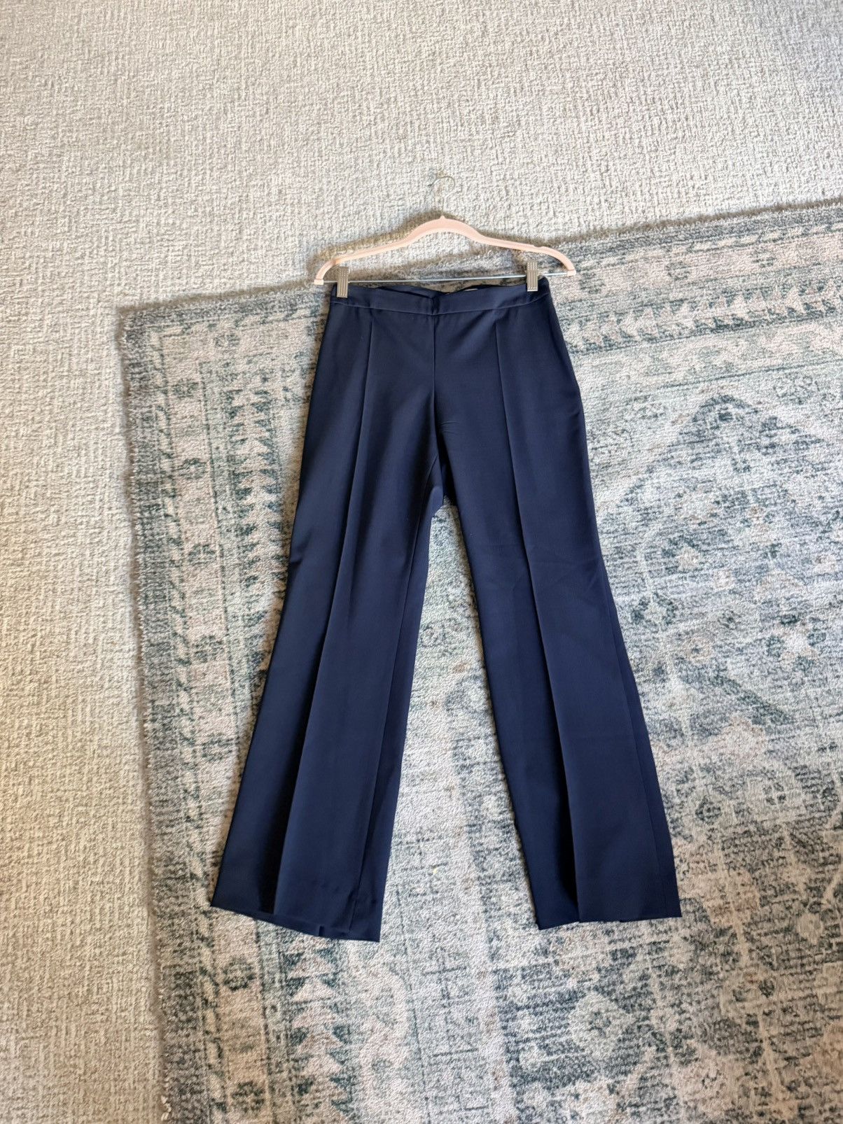 Hugo Boss Hugo boss navy pleated regular fit virgin wool trouser 4 Size 27" / US 4 / IT 40 - 6 Thumbnail