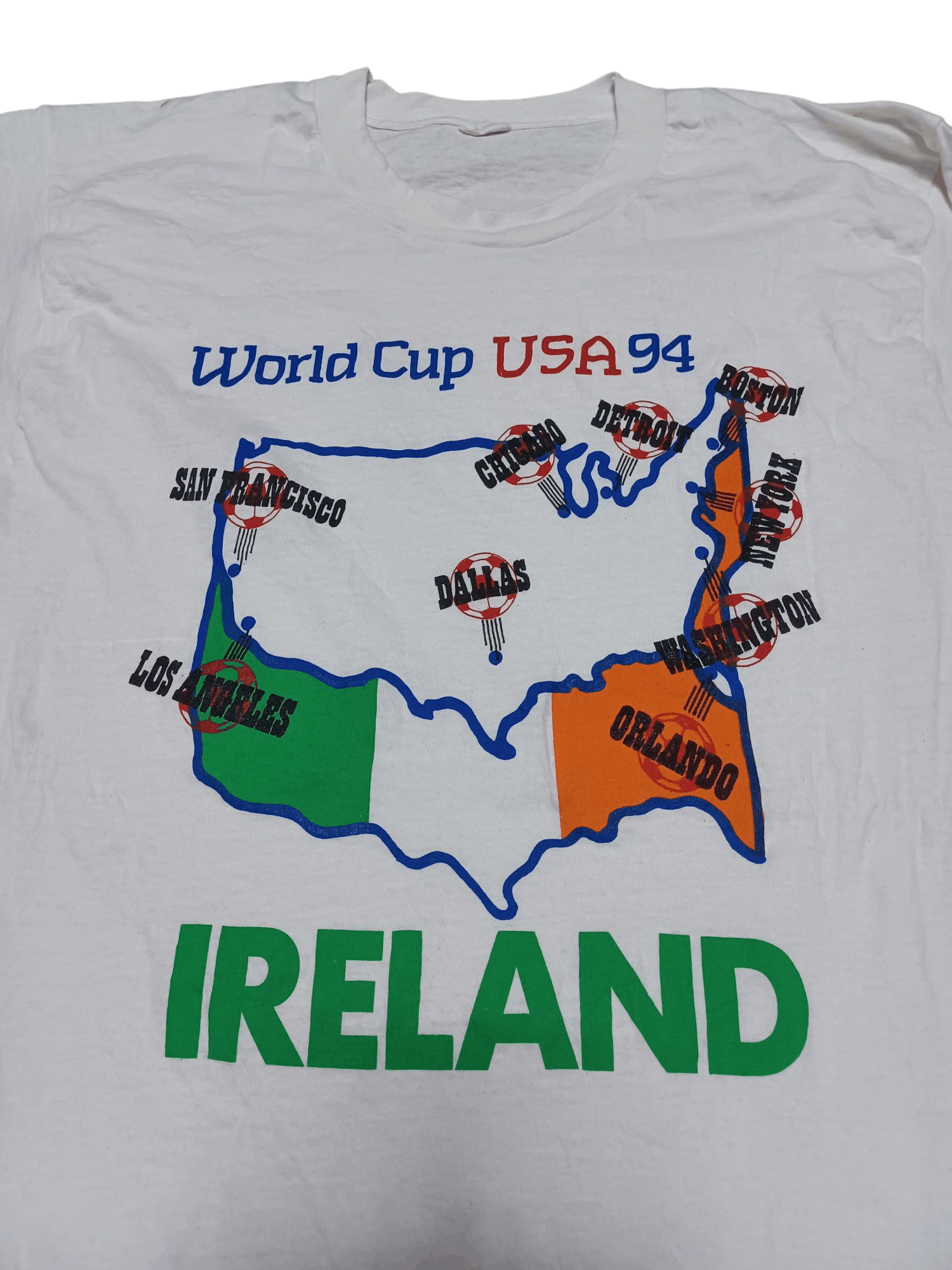 Fruit Of The Loom IRELAND FIFA WORLD CUP 1994 USA SCREEN STARS VINTAGE TEE Size US S / EU 44-46 / 1 - 2 Thumbnail