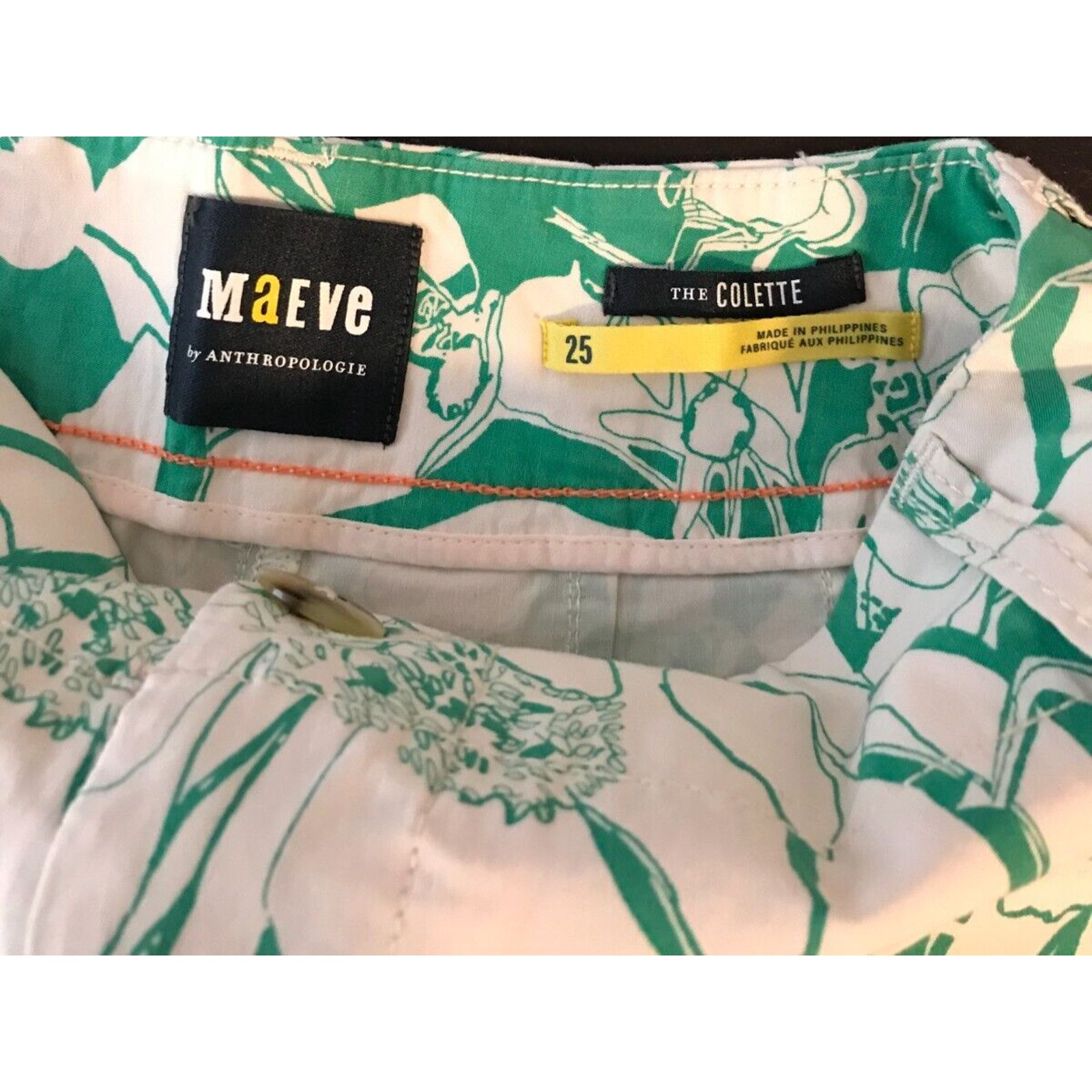 Anthropologie Anthropologie Maeve The Colette Green/White Floral Shorts Size 25" / US 0 / IT 36 - 4 Thumbnail