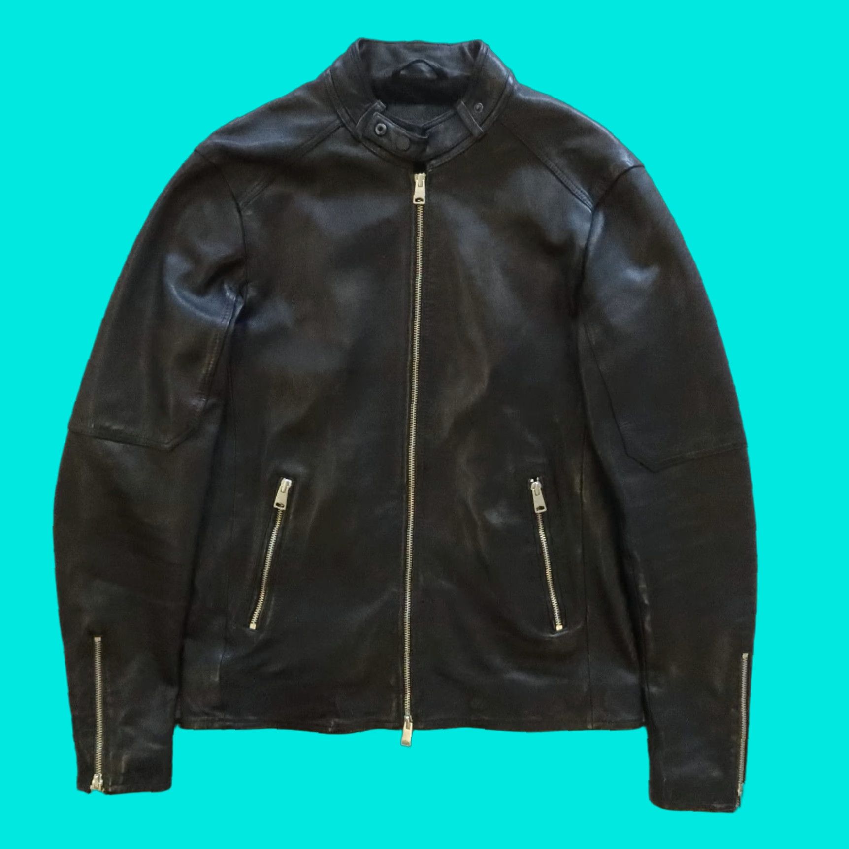 Allsaints **Black Leather All Saints Cafe Racer Motorcycle Jacket Size S** User: Vintage Black Leather All Saints Cafe Racer Motorcycle Jacket Size S Size US S / EU 44-46 / 1 - 1 Thumbnail