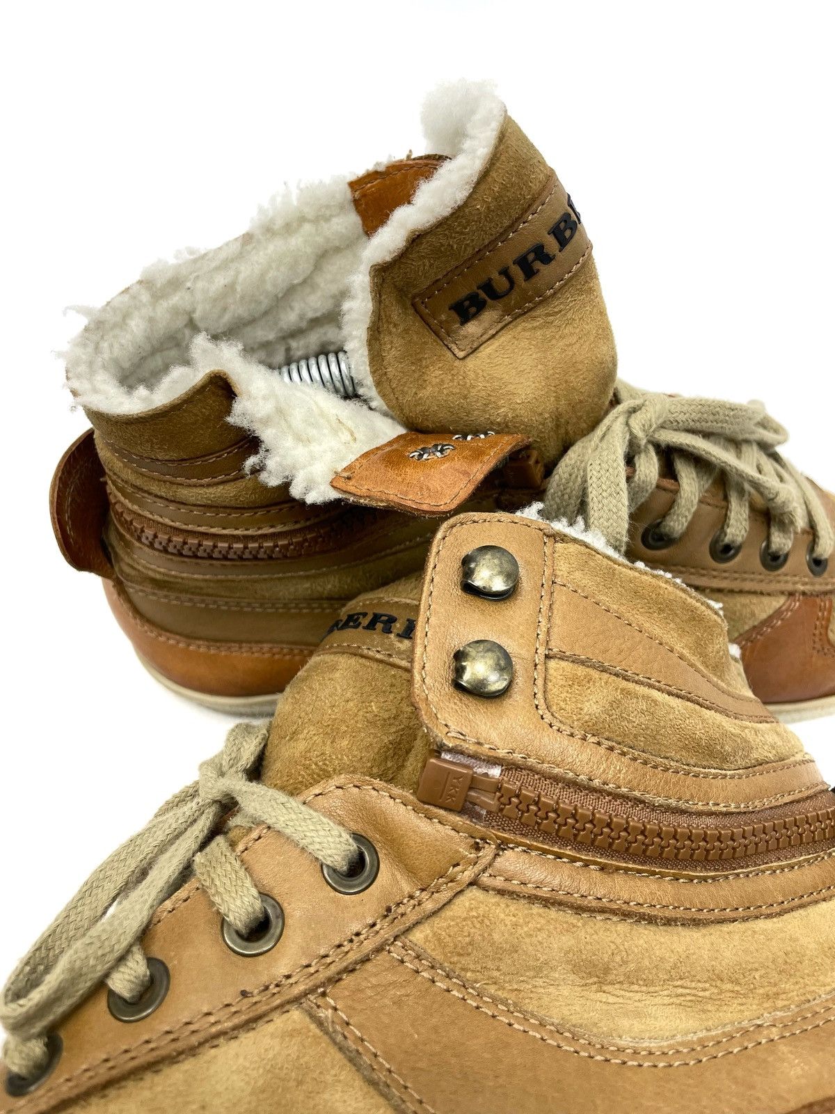 Burberry Burberry Archive Shearling-Lined Leather High-Top Sneakers Size US 8 / IT 38 - 6 Thumbnail