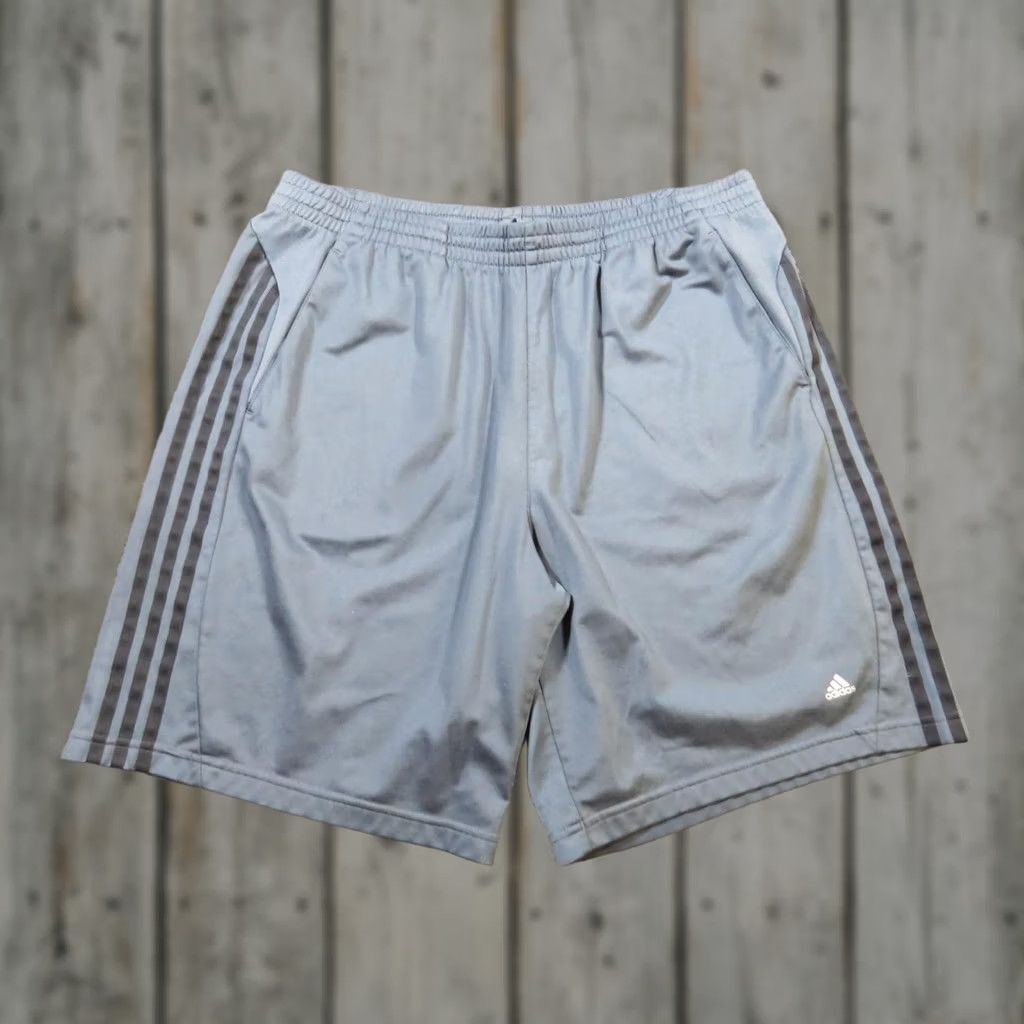 Adidas Shorts Mens 1XL Gray 3 Stripe Climalite Athletic Running Gym Training, Men's (Size 36)