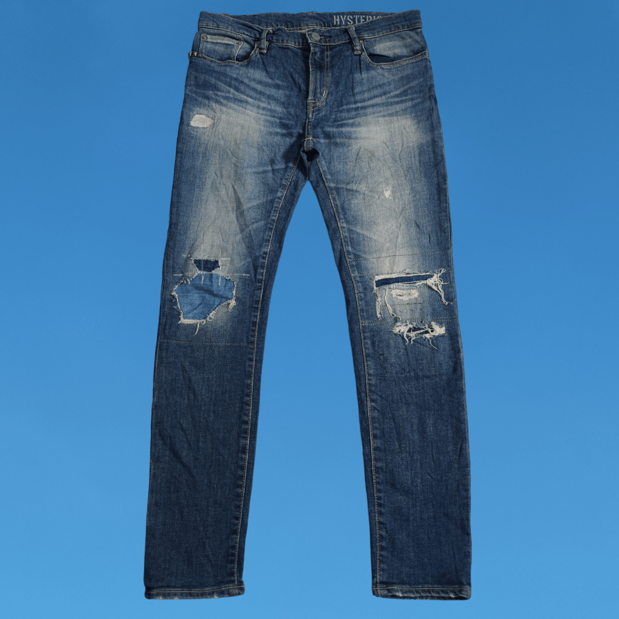 Hysteric Glamour Distressed Studded With Patchwork Jeans