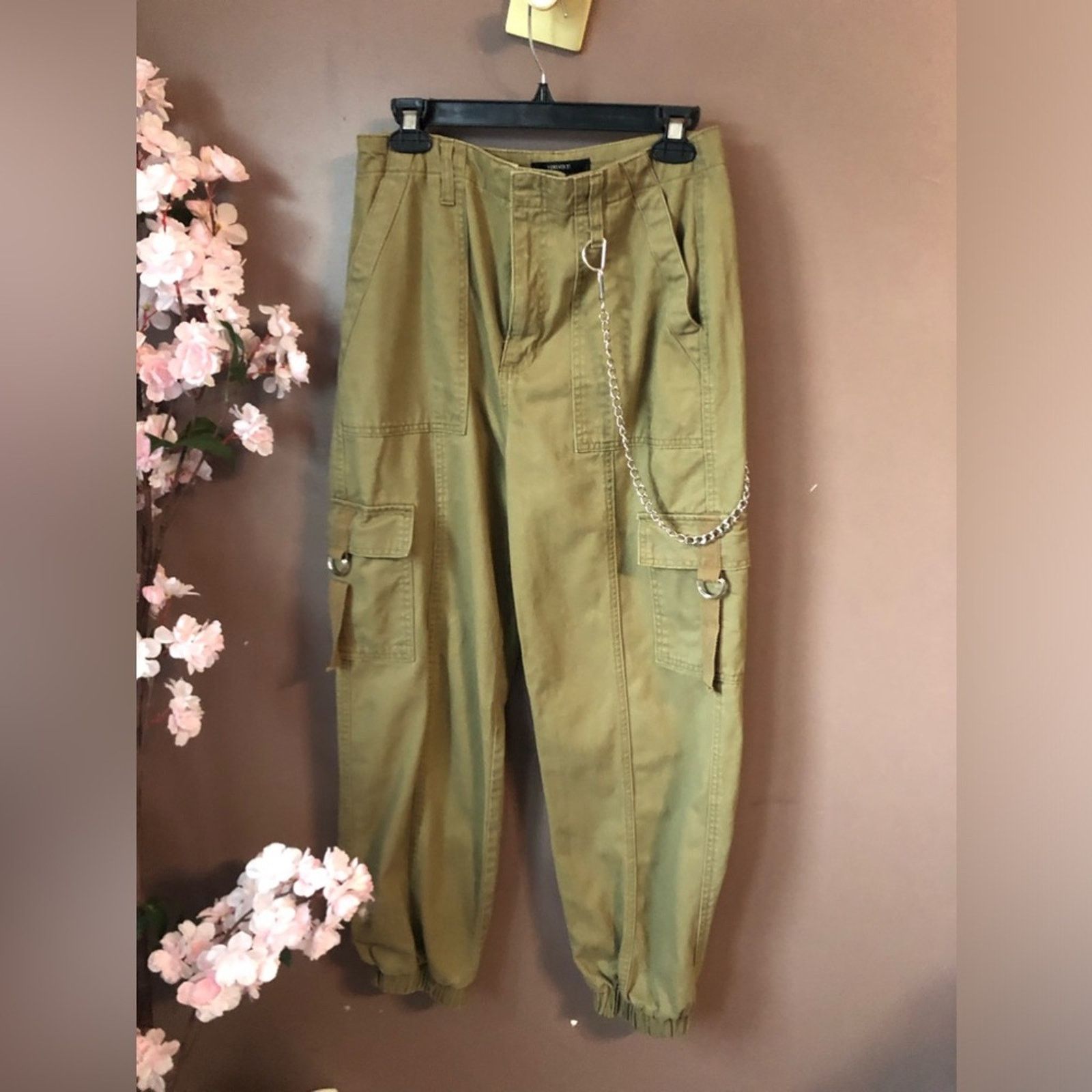 NBDN Nobrandedon Cargo pants bottoms with side hanging metal chain attached Size 26" / US 2 / IT 38 - 2 Thumbnail