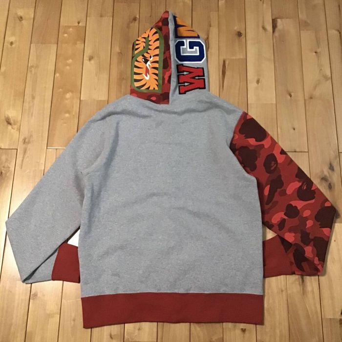 Bape BAPE Gray x Red camo shark full zip hoodie a bathing ape WGM | Grailed