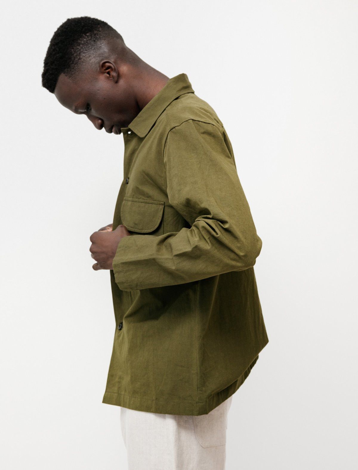 Evan Kinori Evan Kinori Field Shirt Cotton/Hemp Typewriter Cloth Olive Size US S / EU 44-46 / 1 - 3 Thumbnail