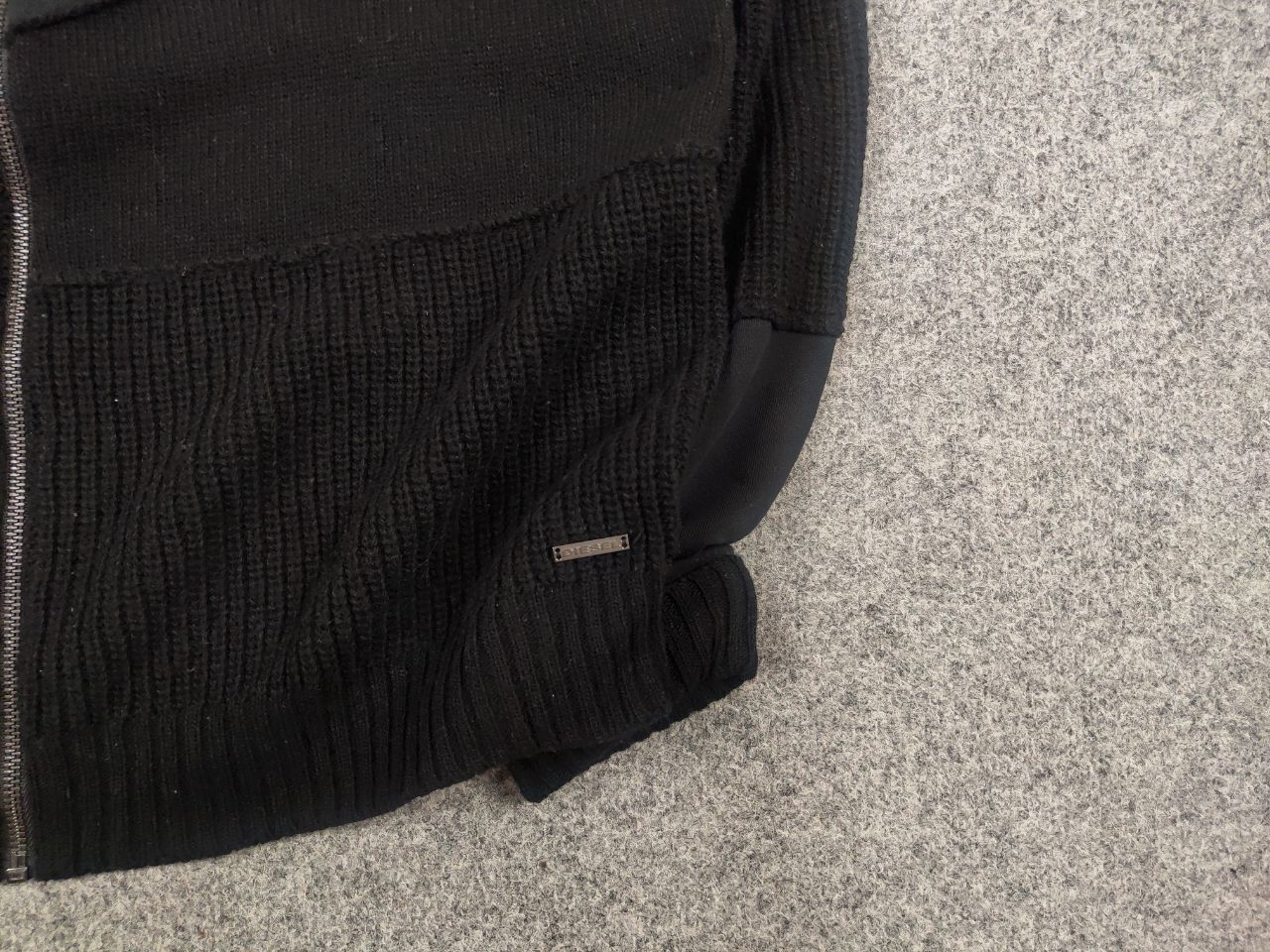 Diesel Diesel Patchwork Wool Blend Black Zip Mens Hoodie Y2K Style Size US XL / EU 56 / 4 - 7 Thumbnail