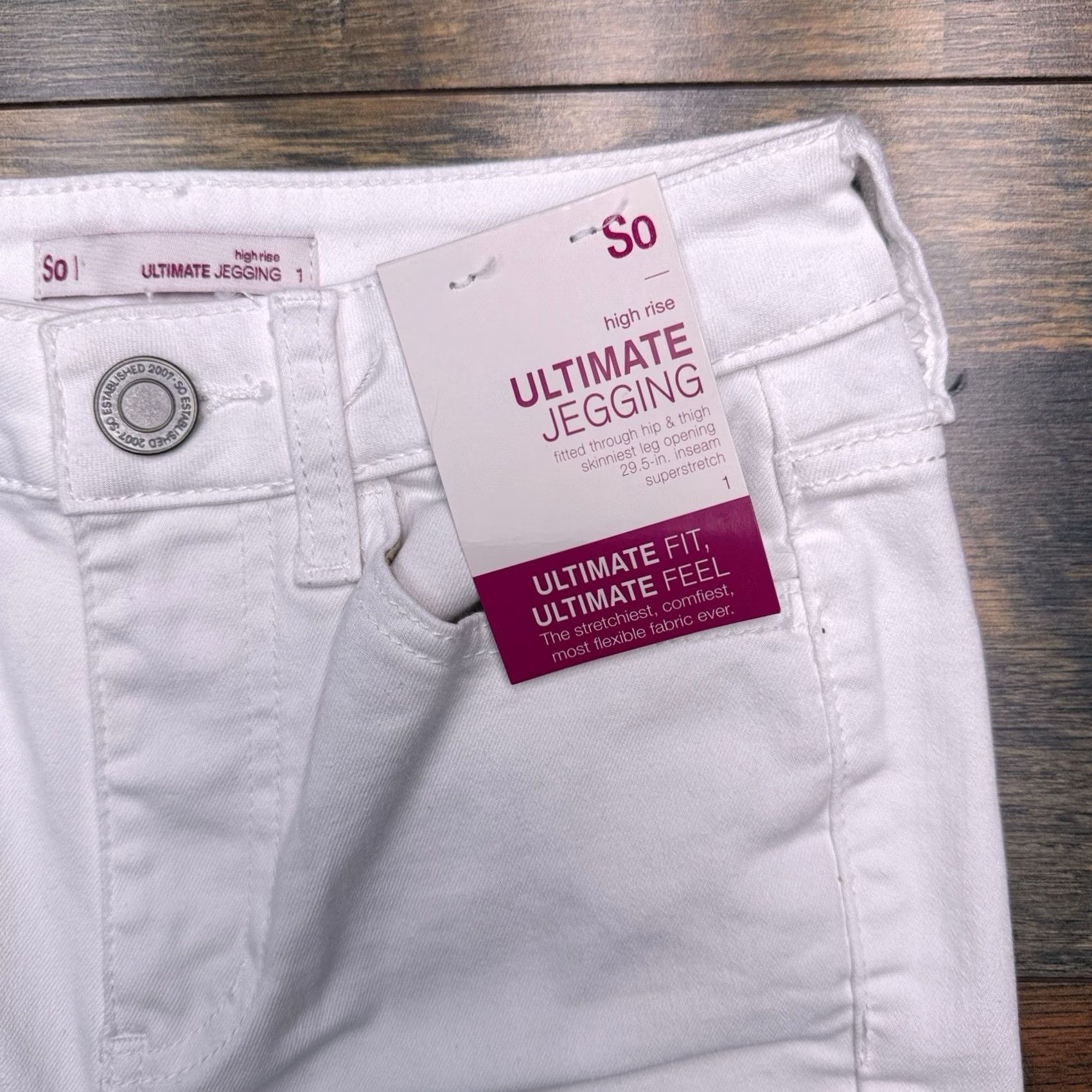 Vintage SO Ultimate Jegging Womens 1 White High Rise Jeans Slim 5-Pocket Denim Cotton Blend Zip Inseam 29" Size 25" / US 0 / IT 36 - 4 Thumbnail