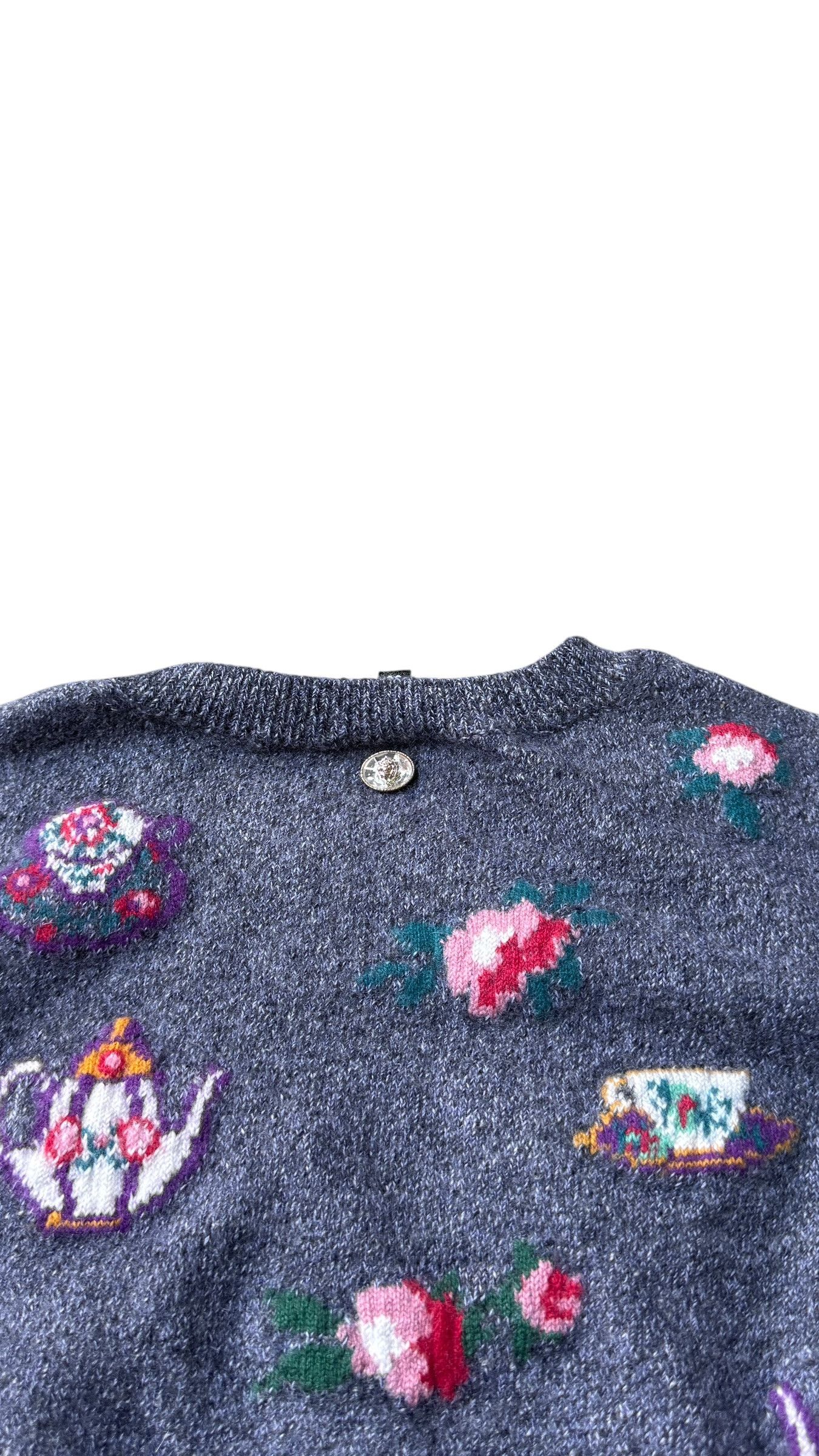 Chanel Chanel Gray Cashmere Sweater with Cute Teapot Design Size M / US 6-8 / IT 42-44 - 7 Thumbnail