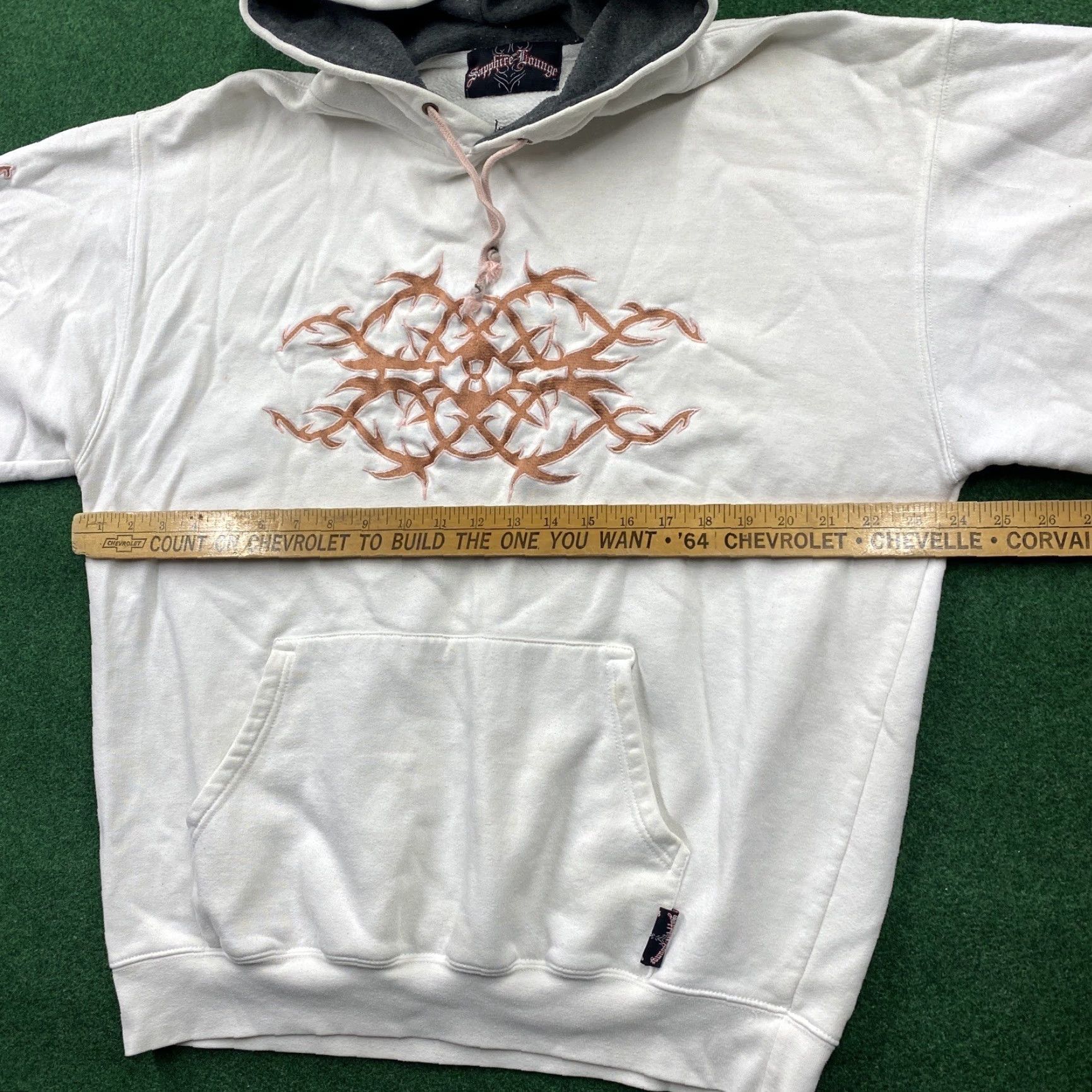 Vintage VINTAGE Sapphire Lounge Hoodie Mens L White Y2K Tribal Barbed Wire Sweatshirt Size US L / EU 52-54 / 3 - 7 Thumbnail