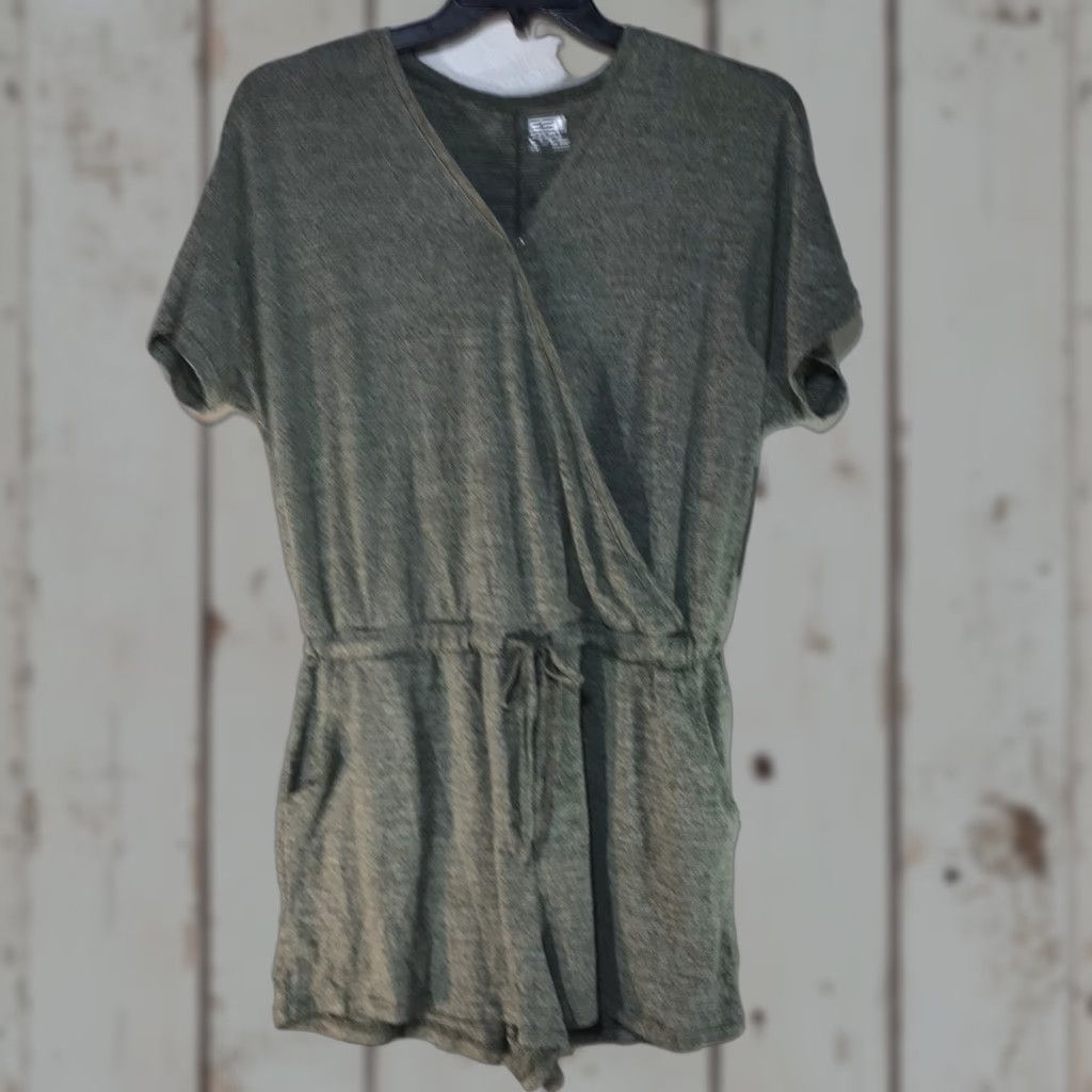 Vintage 32 Cool Green Jumper Womens Size M New Marled Knit V-Neck Short Sleeve One-Piece Jumpsuit Regular Fit Studio Bohemian Modern City Casual Dress Size M / US 6-8 / IT 42-44 - 1 Thumbnail