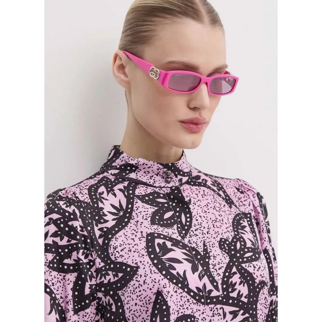 NEW Gucci GG1661S Pink Slim Logo Sunglasses