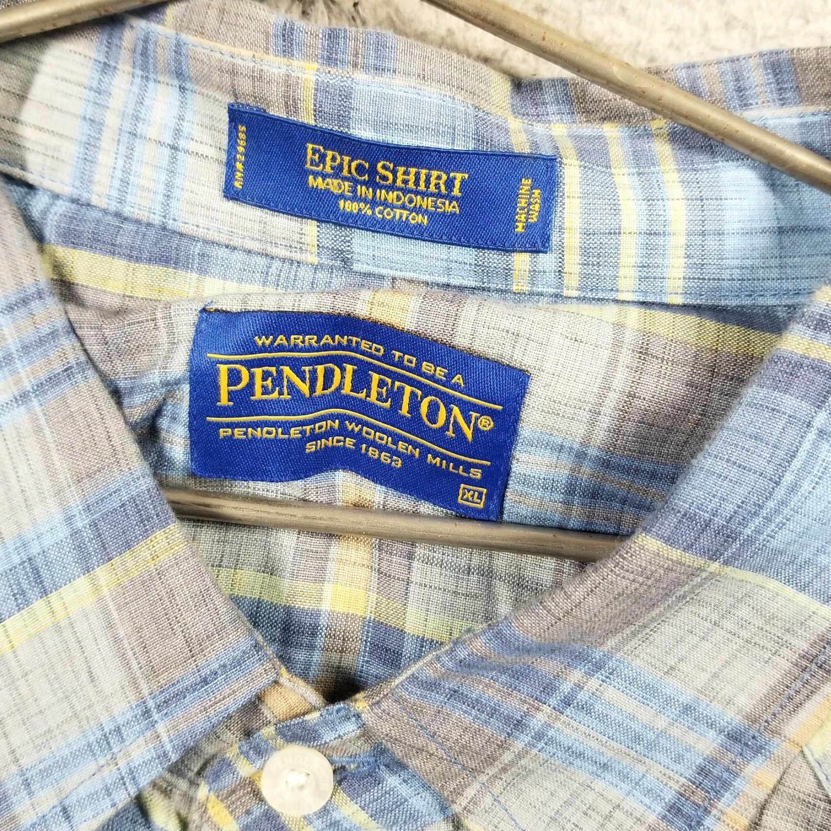 Pendleton VINTAGE Pendleton Western Shirt Men XL Blue Plaid Casual Button-Up Long Sleeve Cotton Size US XL / EU 56 / 4 - 3 Thumbnail