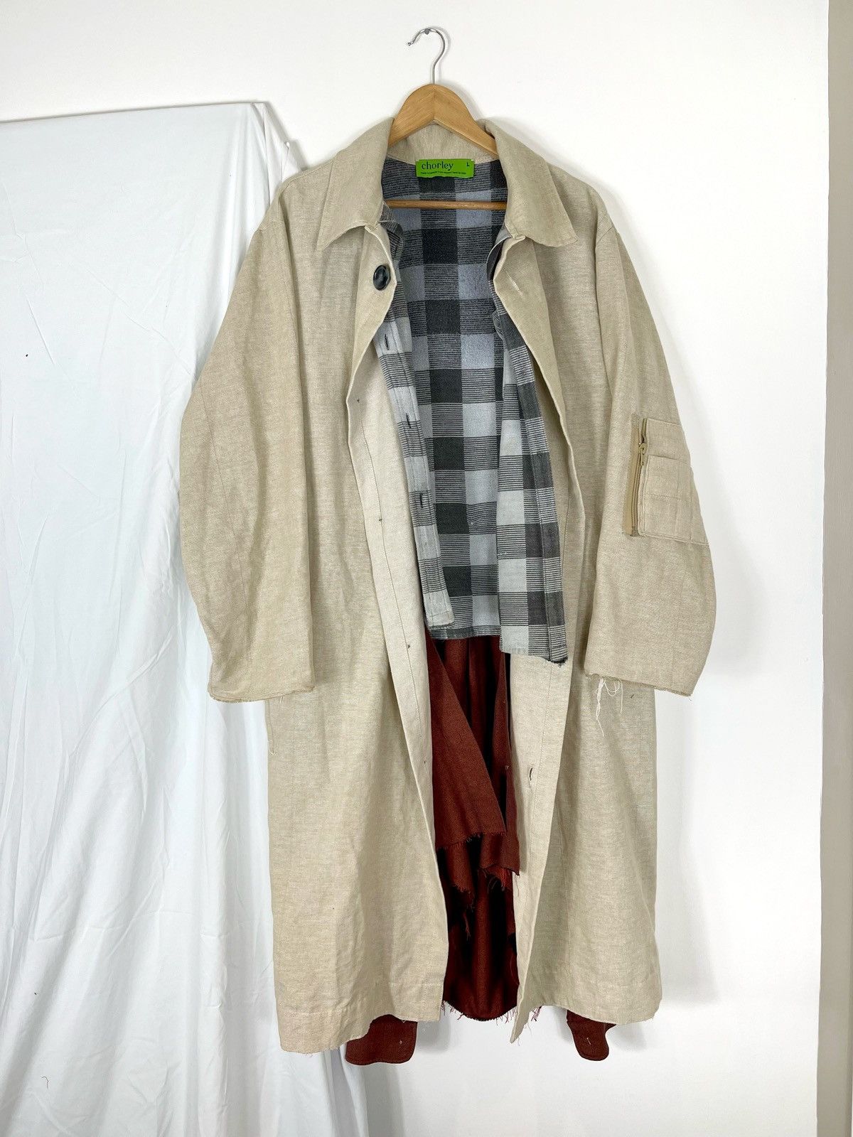 Chorley × Handmade UpCycled Deconstructed Flannel Lined Over Coat Villiers Size US L / EU 52-54 / 3 - 1 Thumbnail