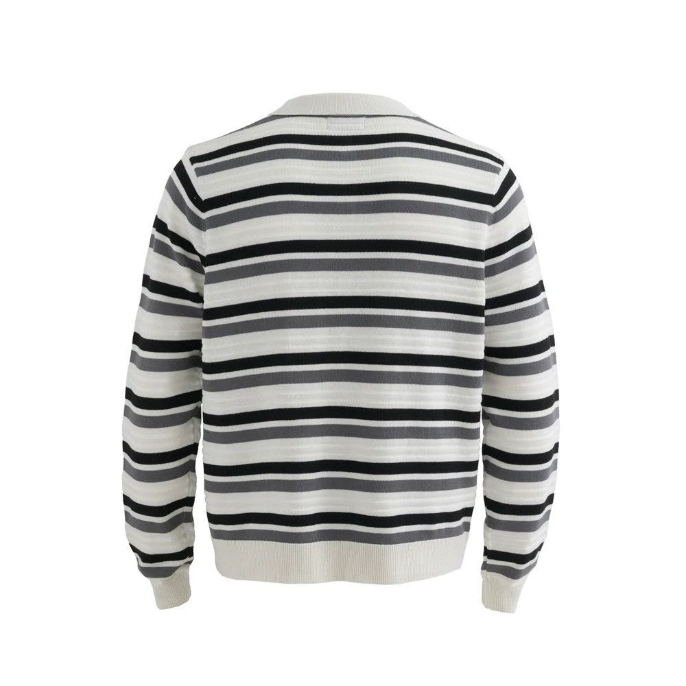 Vintage American retro men's street cotton striped lapel sweater Size US M / EU 48-50 / 2 - 2 Thumbnail
