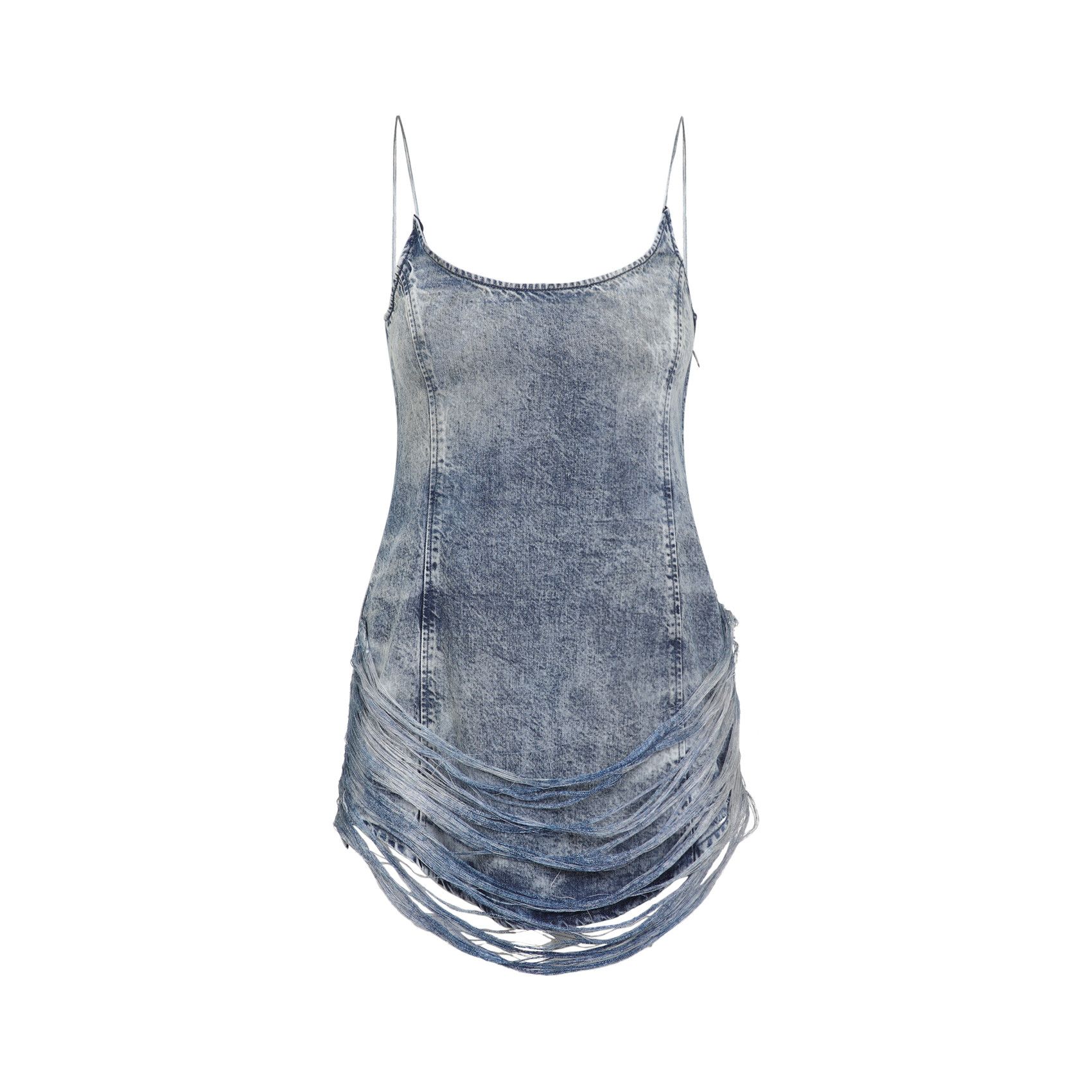スカート DIESEL 'De-Dra-Short-Fsg' dress Women's Minidress in fringed Tencel denim | Blue | Diesel