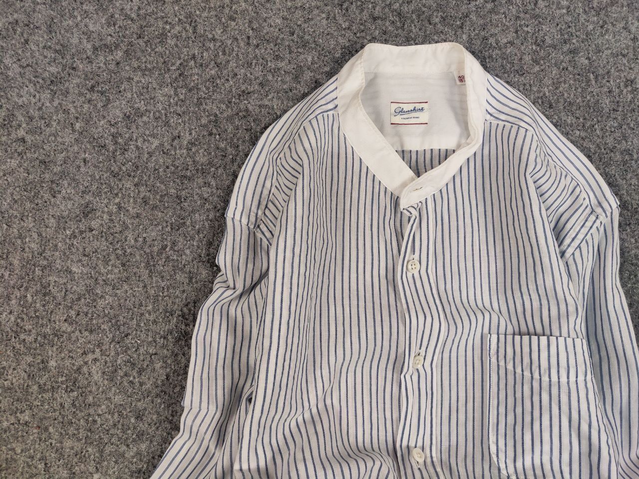 Glanshirt Glanshirt Japan Design Blue/White Striped button Shirt Size US M / EU 48-50 / 2 - 11 Thumbnail