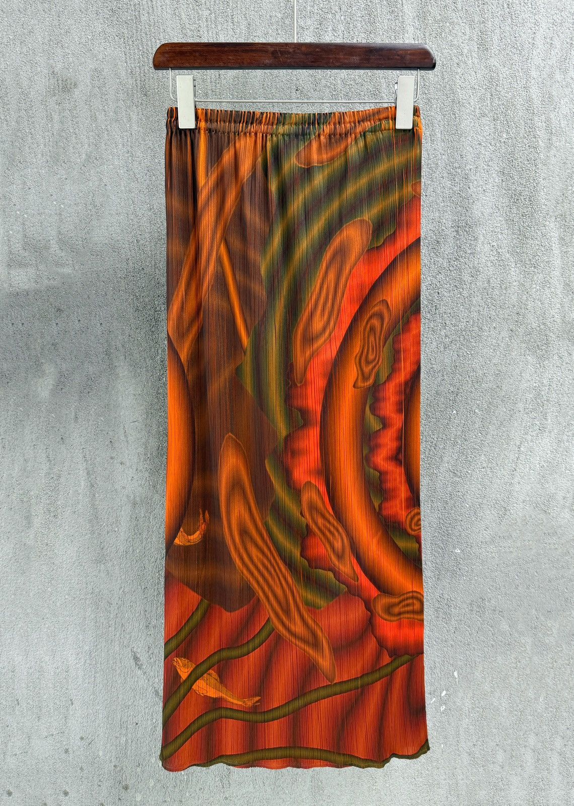 Pleats Please Issey Miyake Tadanori Yokoo Collaborative Style Midi Skirt Size 35" - 1 Thumbnail