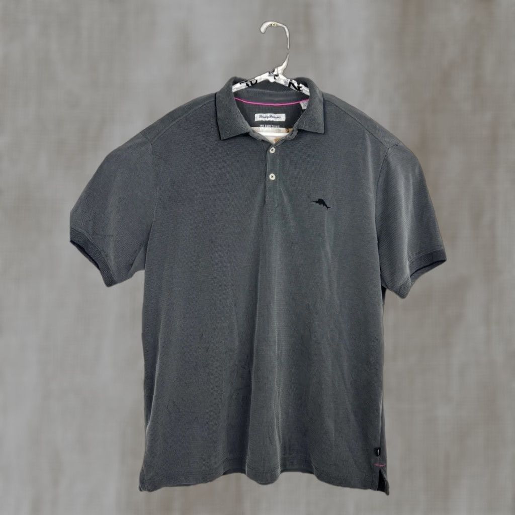 Tommy Bahama Tommy Bahama Polo Shirt Mens XL Gray Textured Modal Island Zone Casual Shirt Size US XL / EU 56 / 4 - 1 Thumbnail