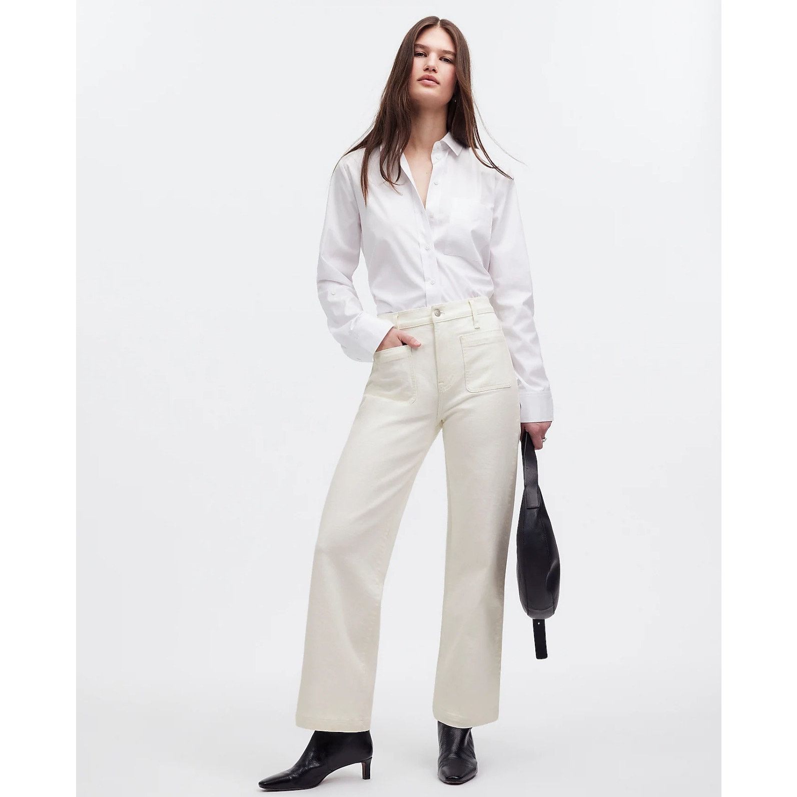 Madewell NWT Madewell Emmett Wide-Leg Jean: Patch Pocket White 24 Size 24" / US 00 / IT 34 - 1 Thumbnail