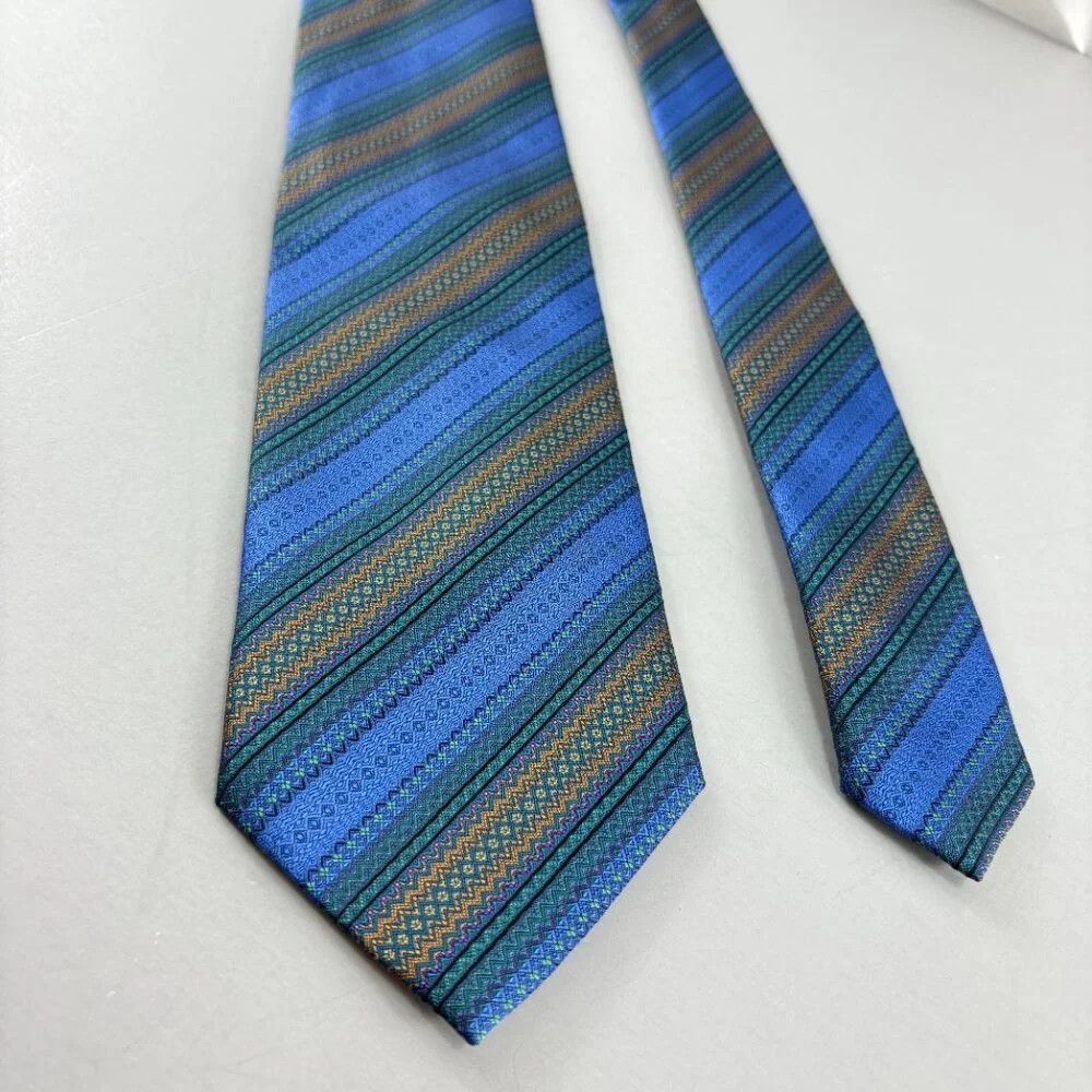 Other Daniel De Fasson Blue / Copper Striped Men's Tie 4" x 60" Size ONE SIZE - 2 Thumbnail