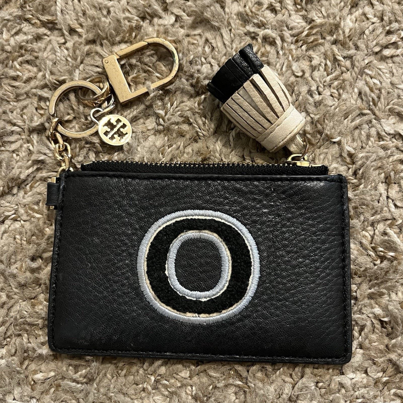 Tory Burch Tory Burch Navy Blue Tumbled Leather Monogram Thin Wallet Size ONE SIZE - 1 Thumbnail