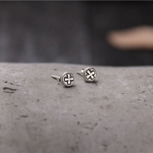Jewelry Cross Dark Earrings One Pairs Chrome Jewelry Size ONE SIZE - 4 Thumbnail